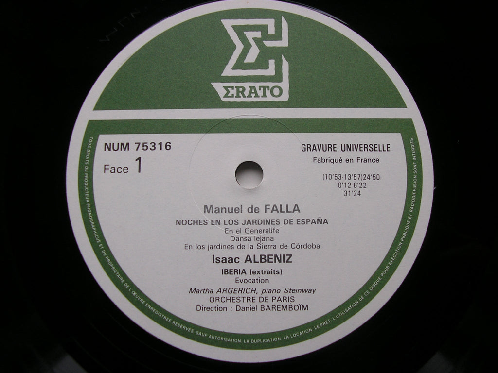 FALLA: NIGHTS IN THE GARDENS OF SPAIN / ALBENIZ: IBERIA     ARGERICH / ORCHESTRE DE PARIS / BARENBOIM     NUM 75316