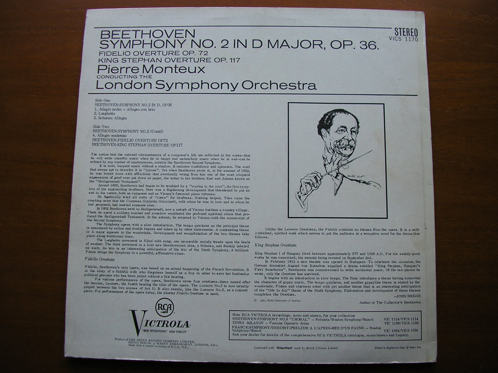 BEETHOVEN: SYMPHONY No. 2 / OVERTURES King Stephen / Fidelio     MONTEUX / LONDON SYMPHONY    VICS 1170