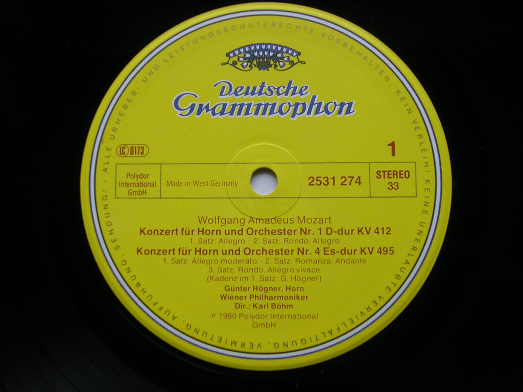 MOZART: HORN CONCERTOS    HOGNER / VIENNA PHILHARMONIC / BOHM    2531 274
