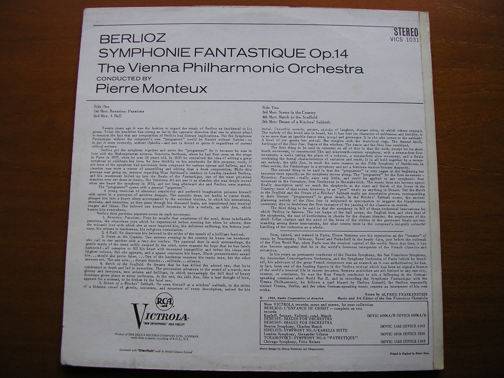 BERLIOZ: SYMPHONIE FANTASTIQUE    MONTEUX / VIENNA PHILHARMONIC    VICS 1031