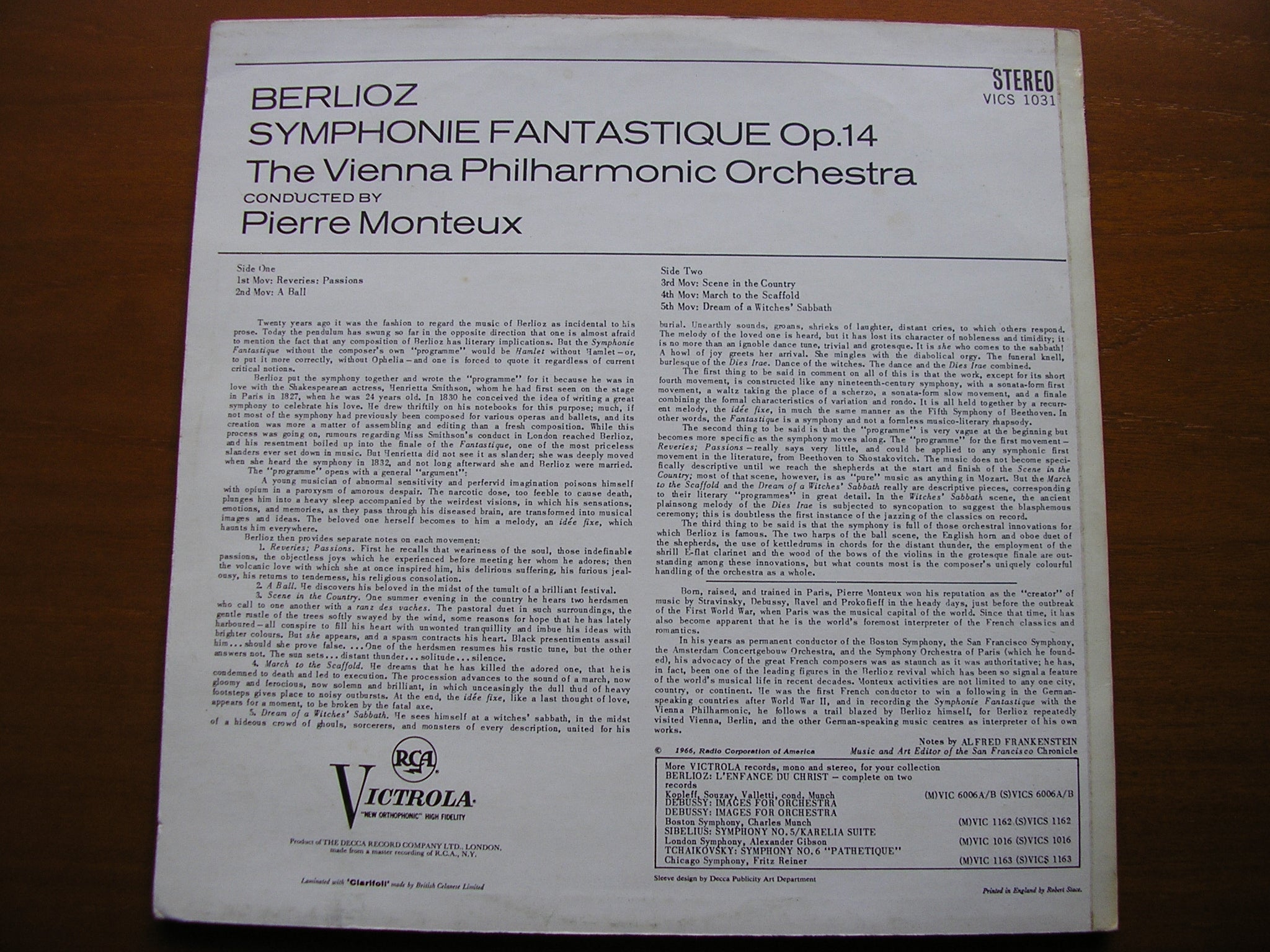 BERLIOZ: SYMPHONIE FANTASTIQUE    MONTEUX / VIENNA PHILHARMONIC    VICS 1031