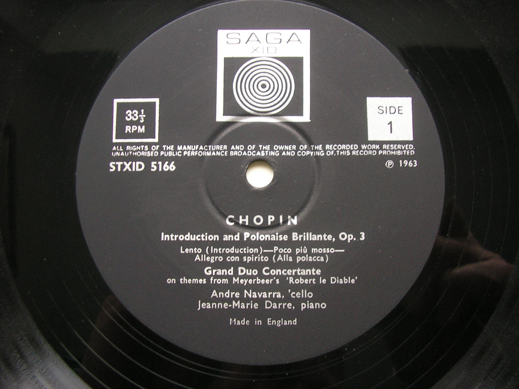 CHOPIN: CELLO SONATA / GRAND DUO CONCERTANTE / INTRO & POLONAISE BRILLANTE      NAVARRA / DARRE     SAGA 5166