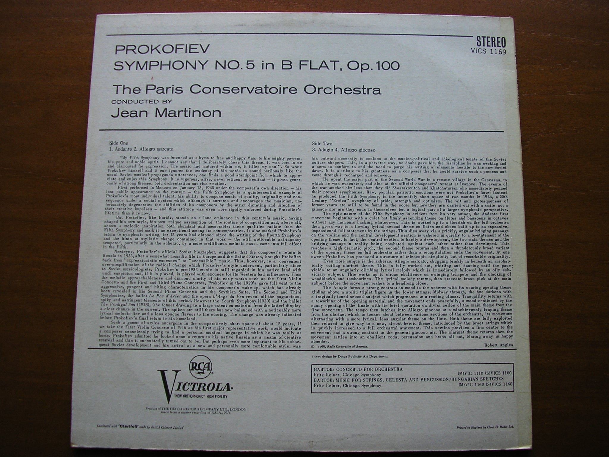 PROKOFIEV: SYMPHONY No. 5     MARTINON / PARIS CONSERVATOIRE    VICS 1169