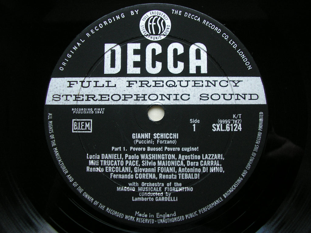 SXL 6124 PUCCINI: GIANNI SCHICCHI CORENA / TEBALDI / MMF / GARDELLI