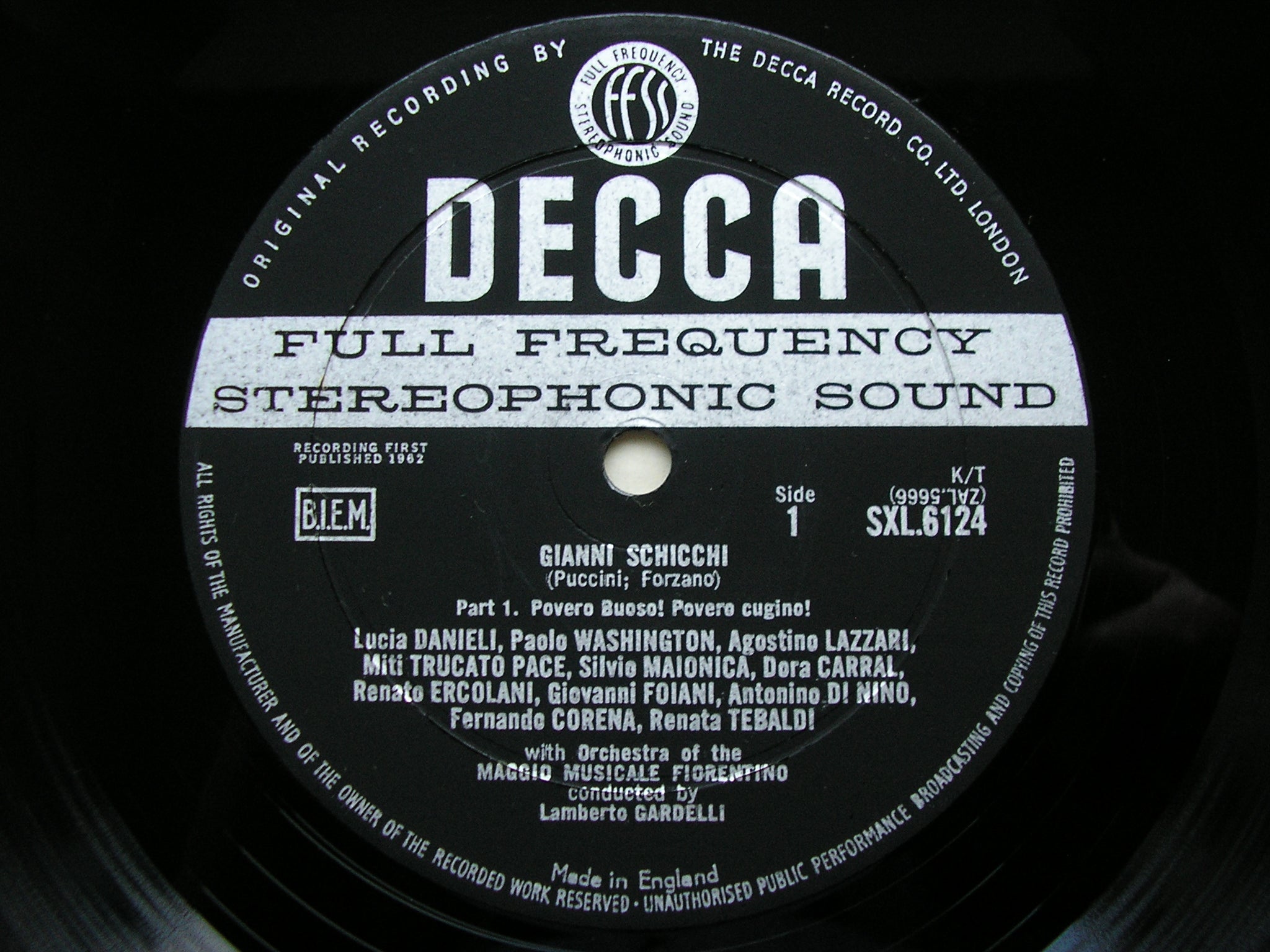 SXL 6124 PUCCINI: GIANNI SCHICCHI CORENA / TEBALDI / MMF / GARDELLI