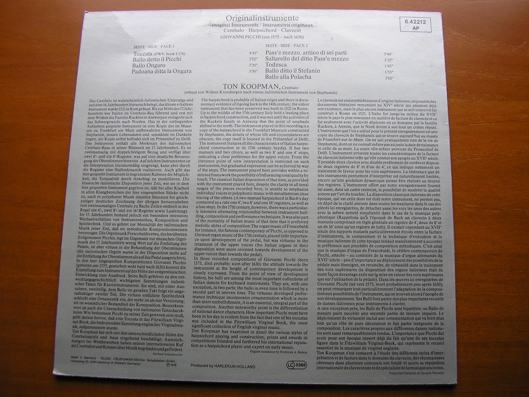 PICCHI: MUSIC FOR HARPSICHORD      TON KOOPMAN     6.42212