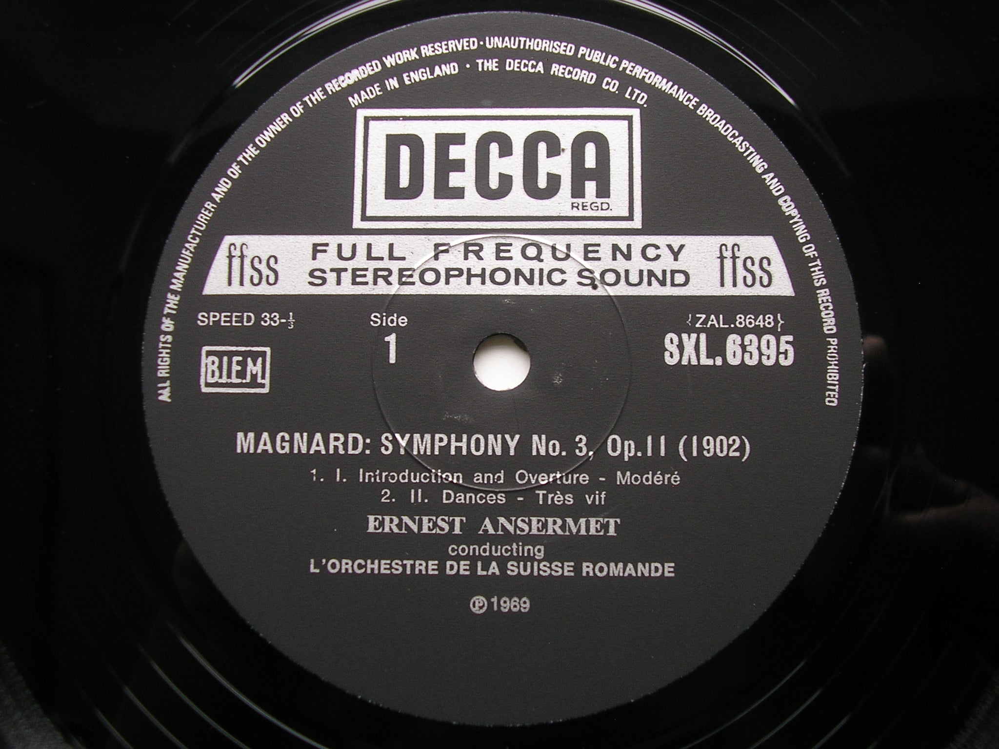 SXL 6395 MAGNARD: SYMPHONY No. 3 / LALO: SCHERZO ANSERMET / SUISSE ROMANDE