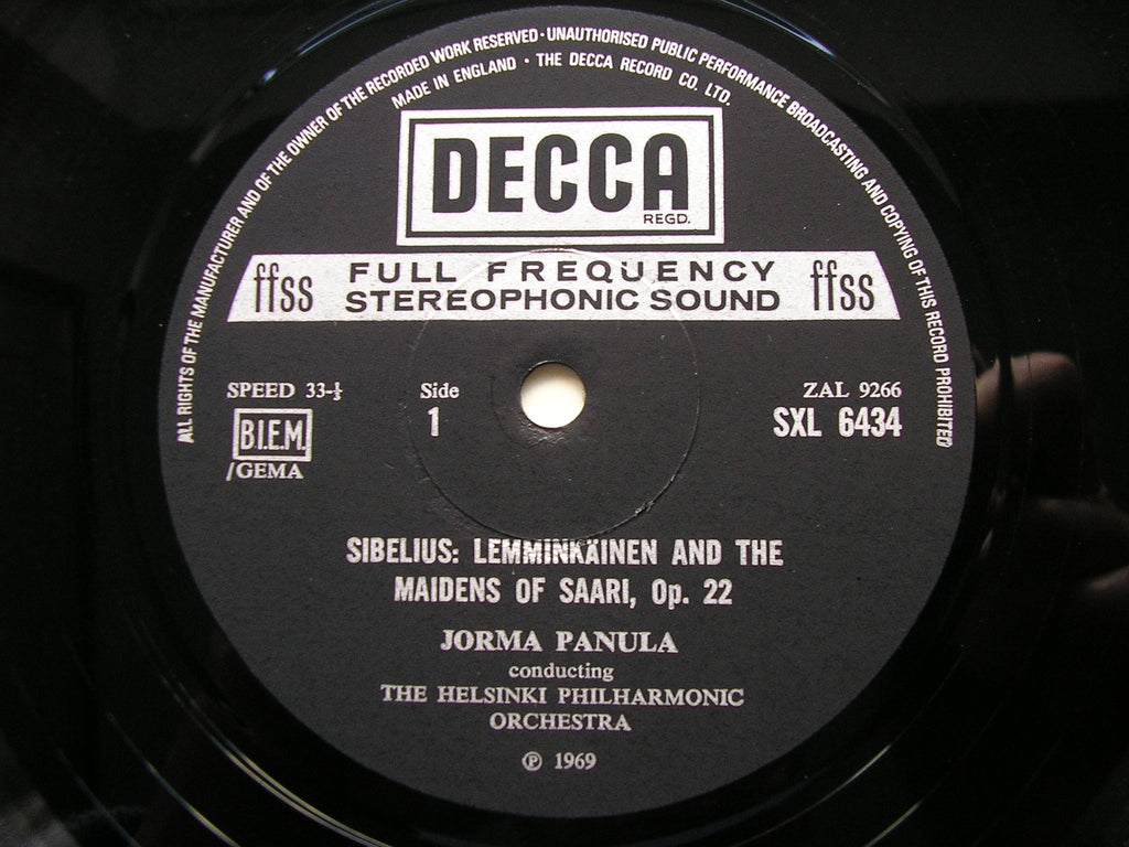 SXL 6434 SIBELIUS: ORCHESTRAL WORKS / BERGMAN: AUBADE PANULA / HELSINKI PHILHARMONIC ORCHESTRA