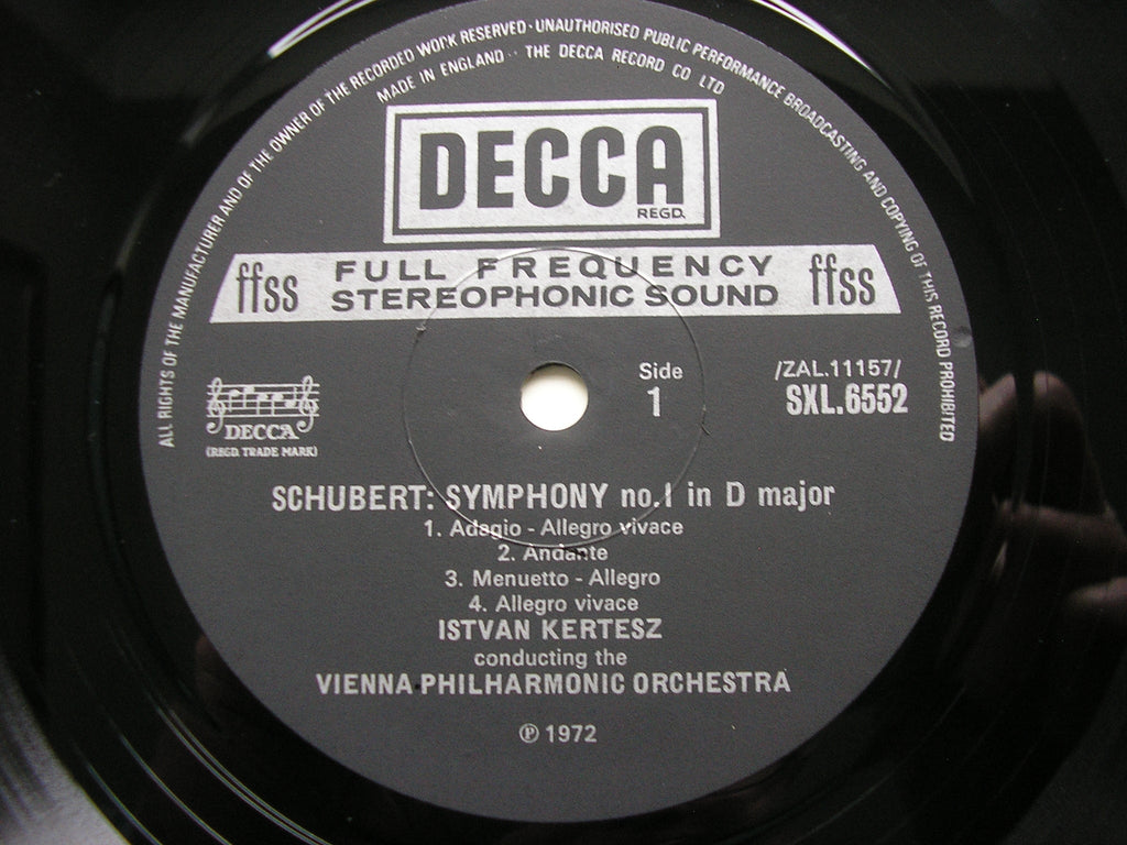 SXL 6552 SCHUBERT: SYMPHONIES Nos. 1 & 2 ISTVAN KERTESZ / VIENNA PHILHARMONIC ORCHESTRA