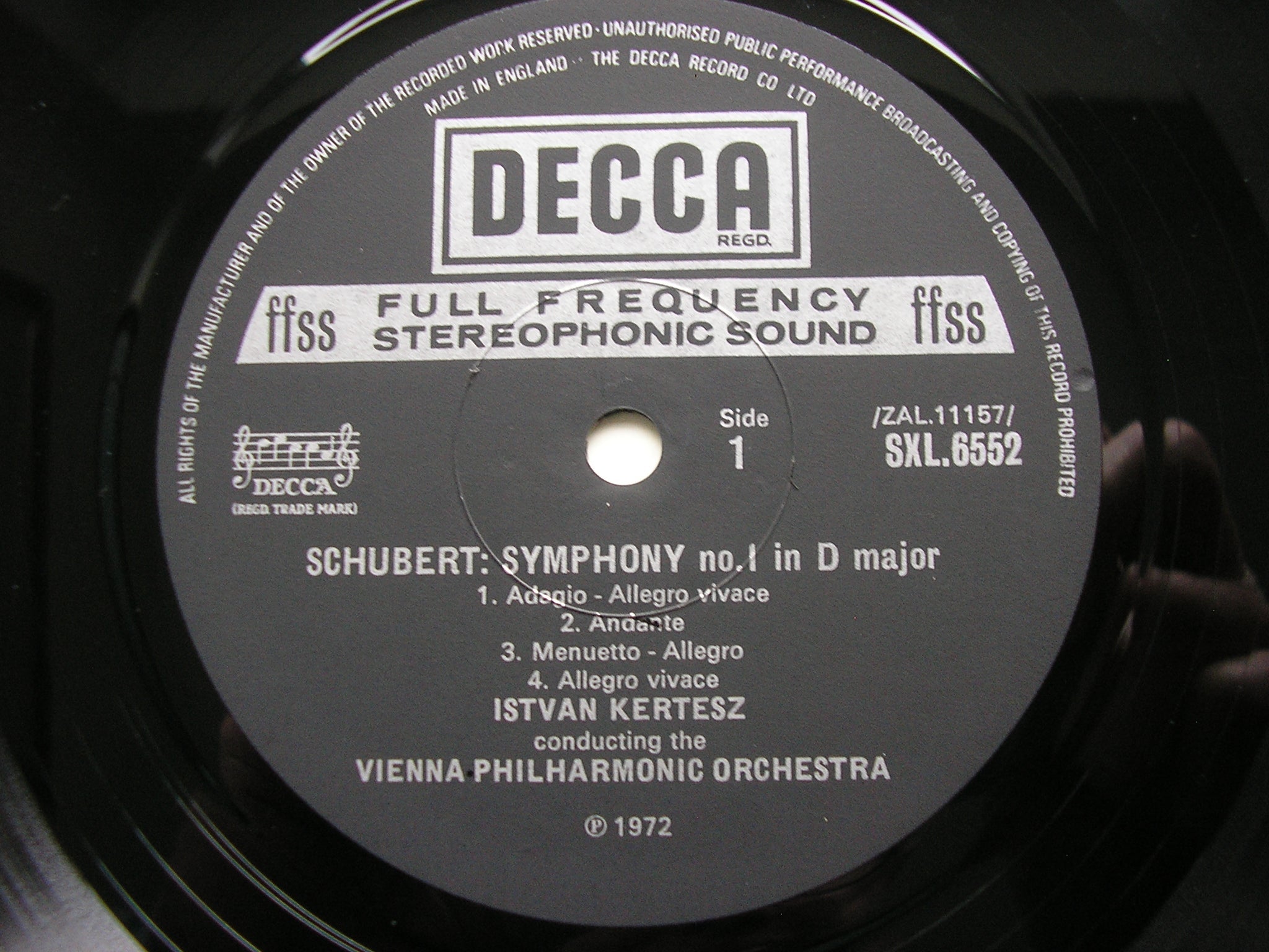 SXL 6552 SCHUBERT: SYMPHONIES Nos. 1 & 2 ISTVAN KERTESZ / VIENNA PHILHARMONIC ORCHESTRA