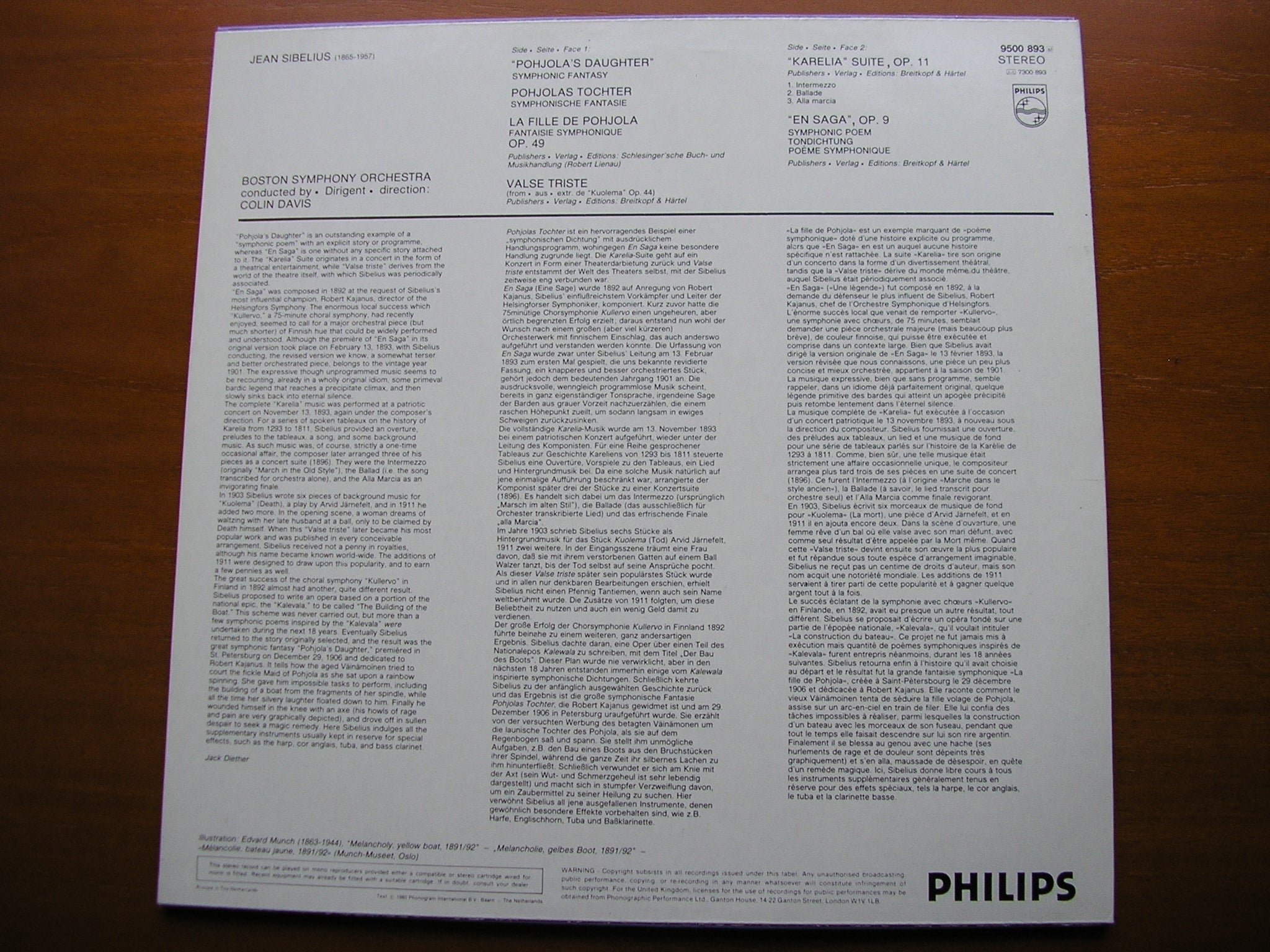 SIBELIUS: ORCHESTRAL WORKS     DAVIS / BOSTON SYMPHONY ORCHESTRA   9500 893