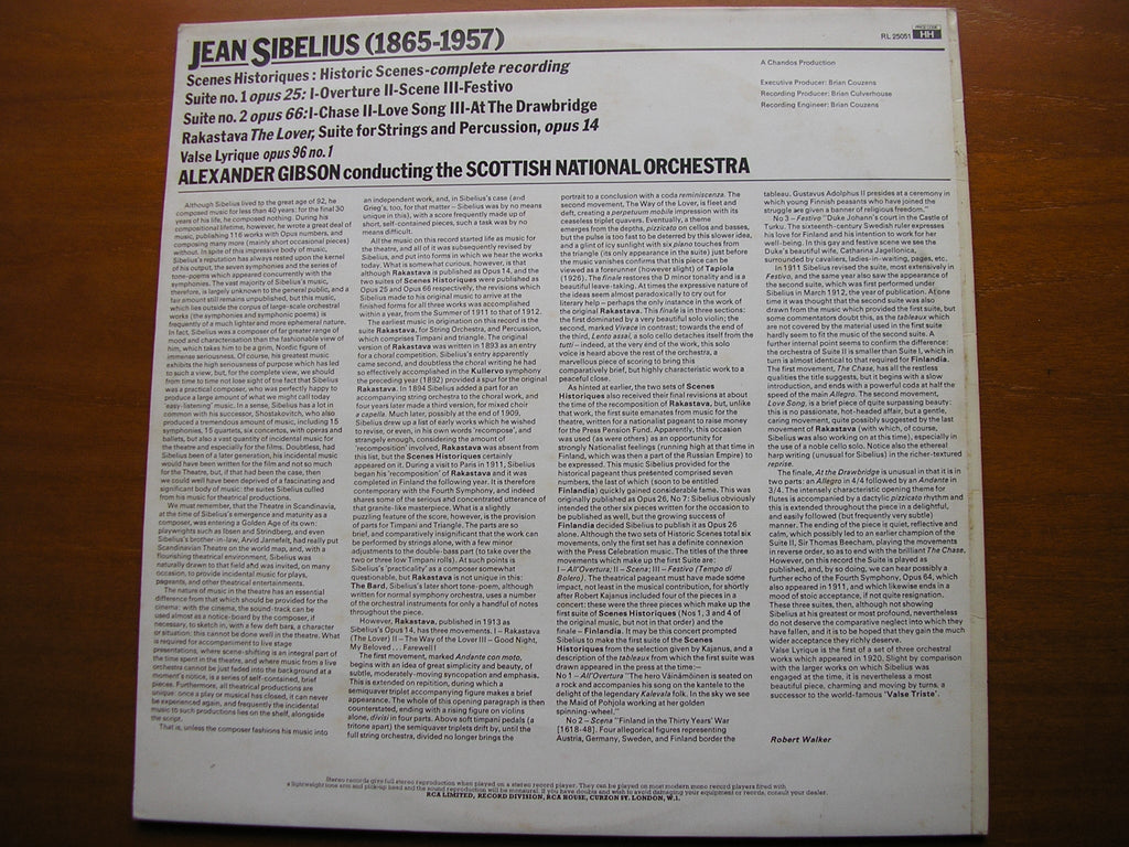 SIBELIUS: ORCHESTRAL WORKS    GIBSON / SCOTTISH NATIONAL ORCHESTRA   RL 25051