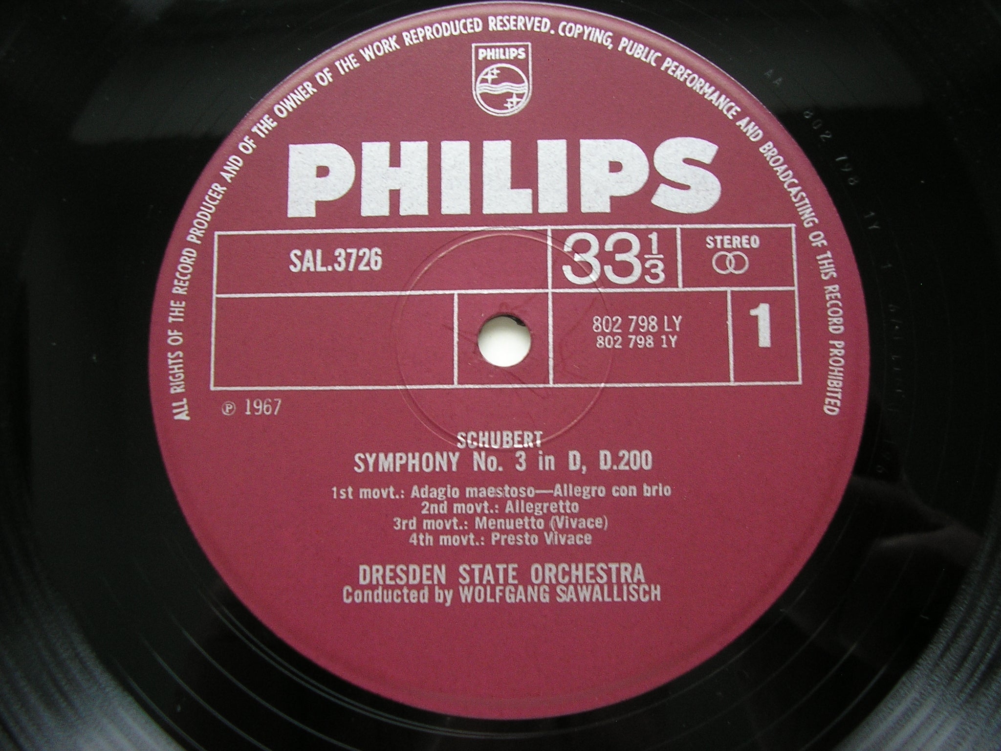 SCHUBERT: SYMPHONIES Nos. 3 & 4     SAWALLISCH / DRESDEN STATE ORCHESTRA    SAL 3726