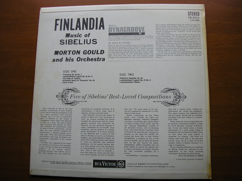 SIBELIUS: ORCHESTRAL WORKS    GOULD / MORTON GOULD ORCHESTRA   SB 6553