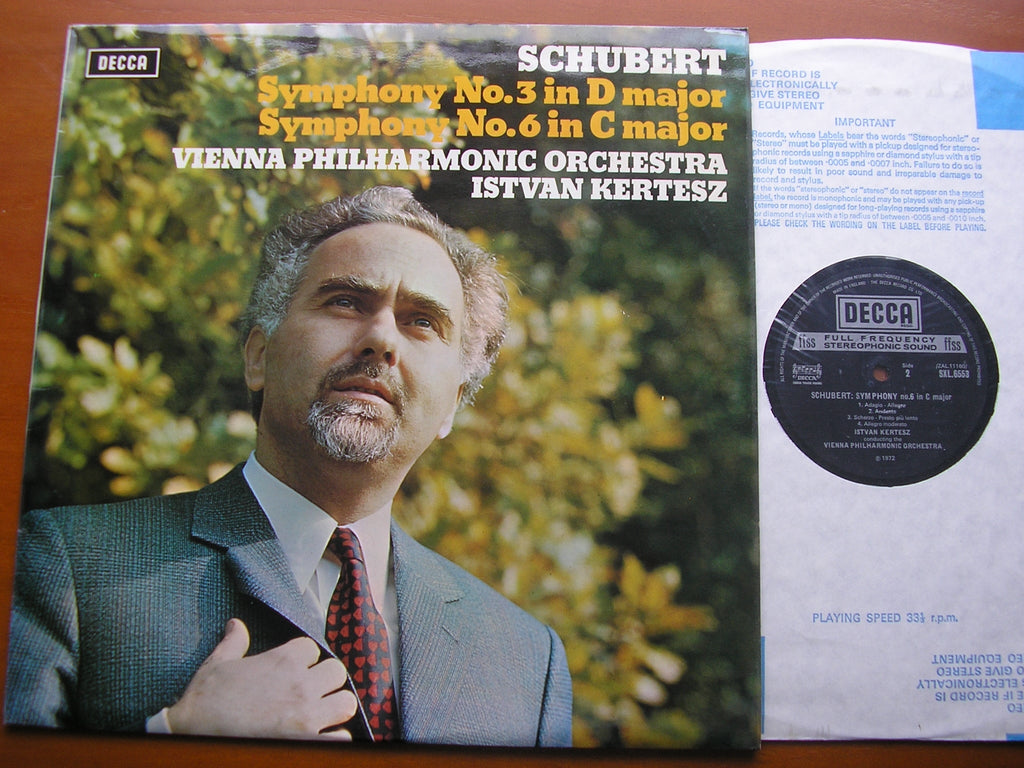SXL 6553 SCHUBERT: SYMPHONIES Nos. 3 & 6 KERTESZ / VIENNA PHILHARMONIC