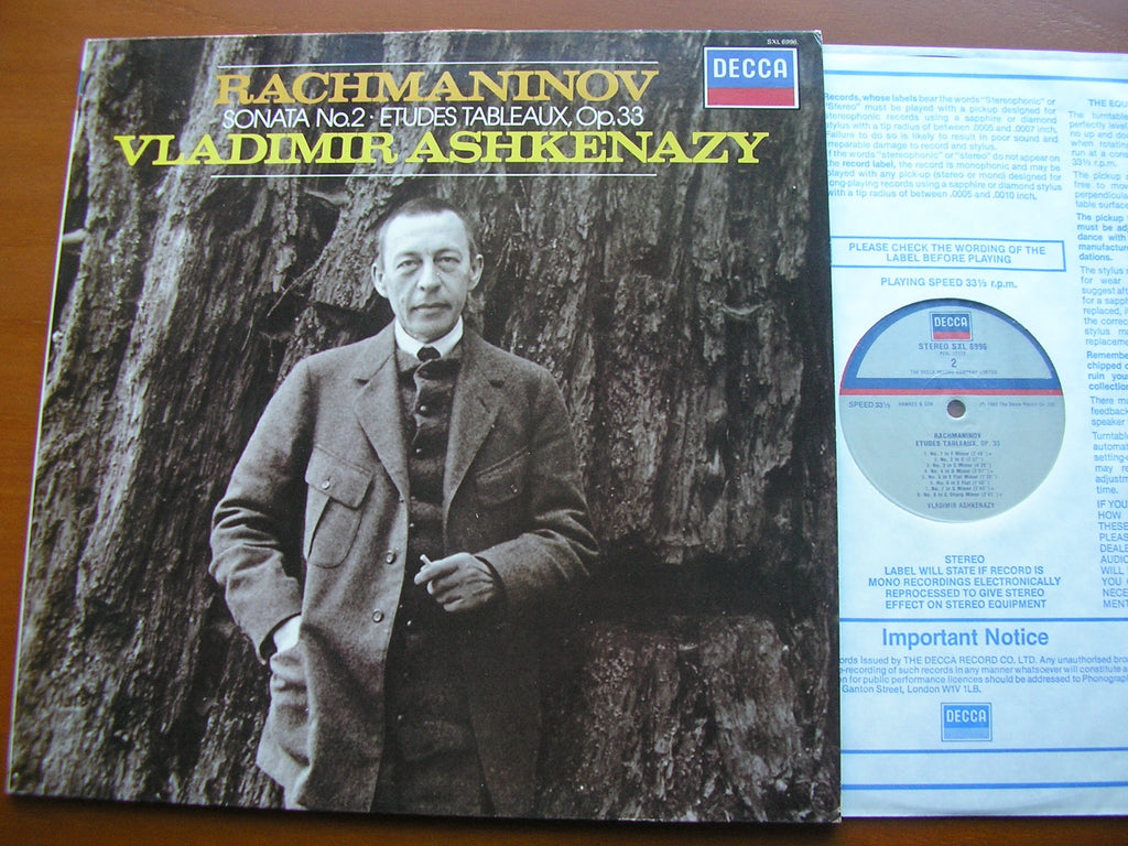 SXL 6996 RACHMANINOV: PIANO SONATA No. 2 / ETUDES TABLEAUX Op. 33 VLADIMIR ASHKENAZY