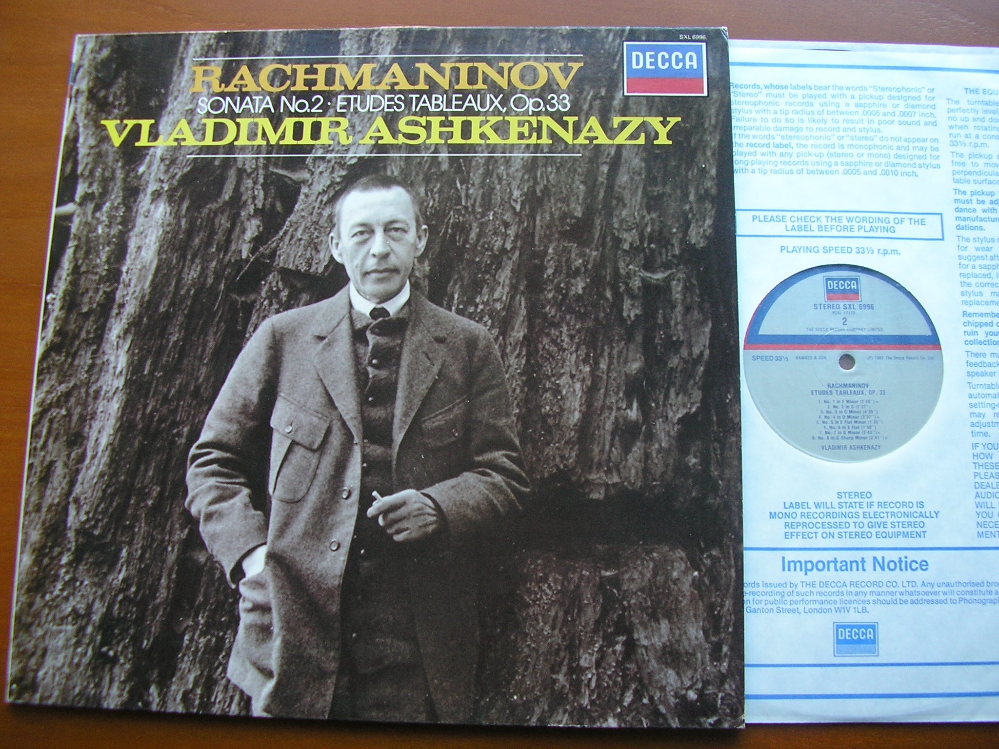 SXL 6996 RACHMANINOV: PIANO SONATA No. 2 / ETUDES TABLEAUX Op. 33 VLADIMIR ASHKENAZY