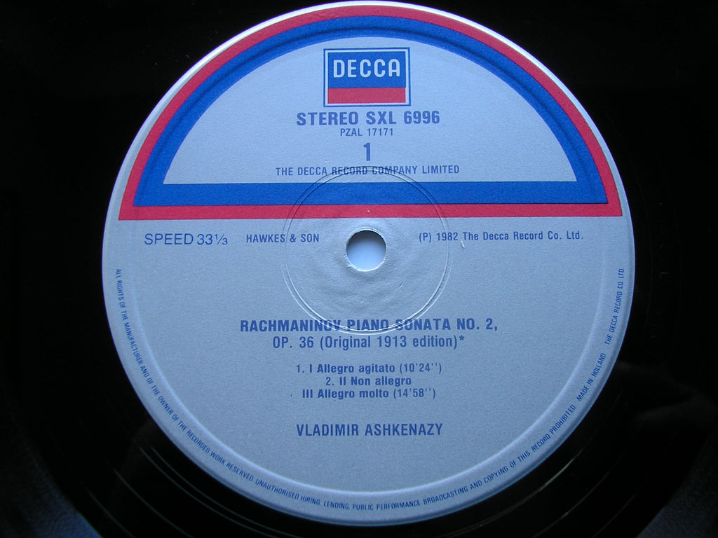 SXL 6996 RACHMANINOV: PIANO SONATA No. 2 / ETUDES TABLEAUX Op. 33 VLADIMIR ASHKENAZY