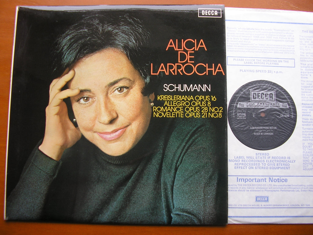 SXL 6546 SCHUMANN: KREISLERIANA / ALLEGRO Op. 8 / ROMANCE Op. 28 / NOVELETTE Op. 21 ALICIA DE LARROCHA