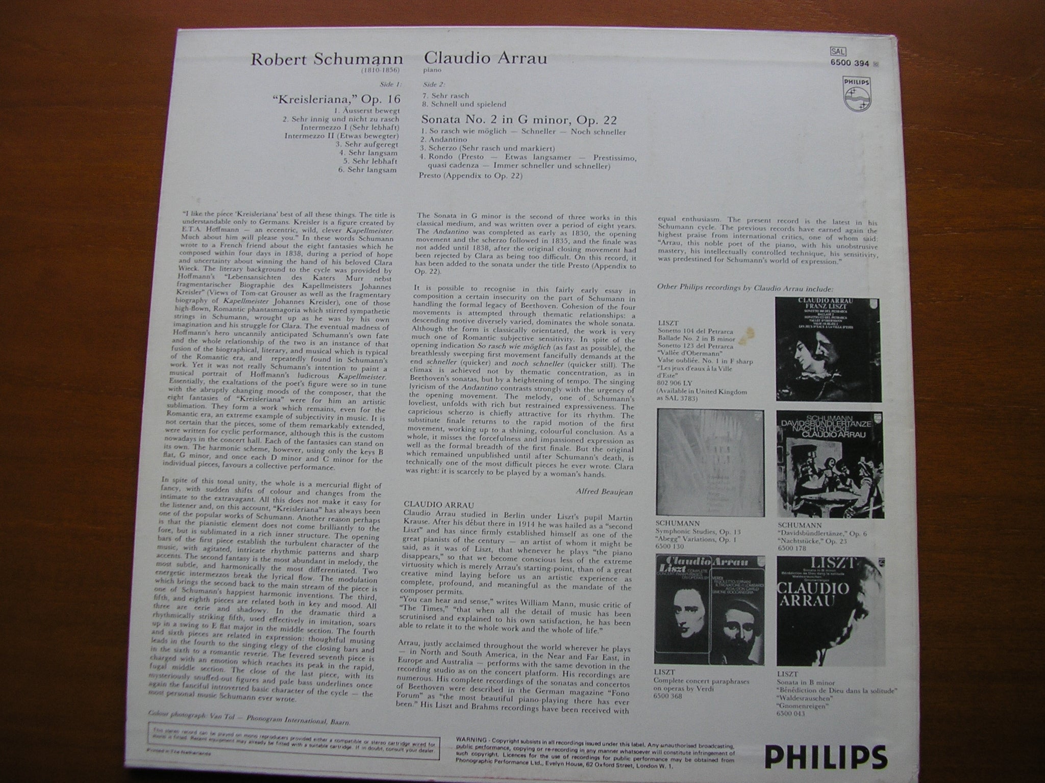 SCHUMANN: KREISLERIANA / SONATA No. 2     CLAUDIO ARRAU     6500 394