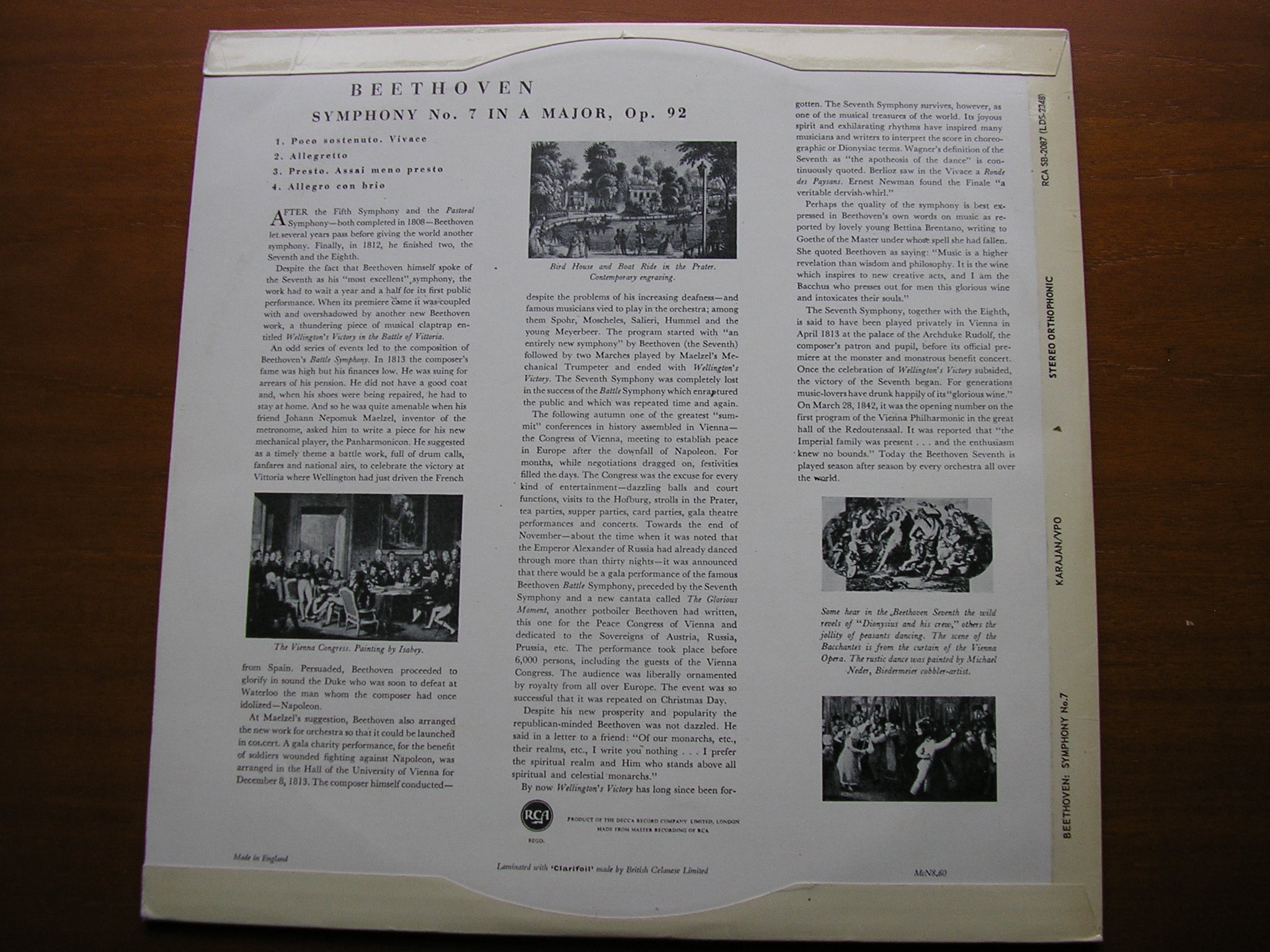 BEETHOVEN: SYMPHONY No. 7    KARAJAN / VIENNA PHILHARMONIC   SB 2087
