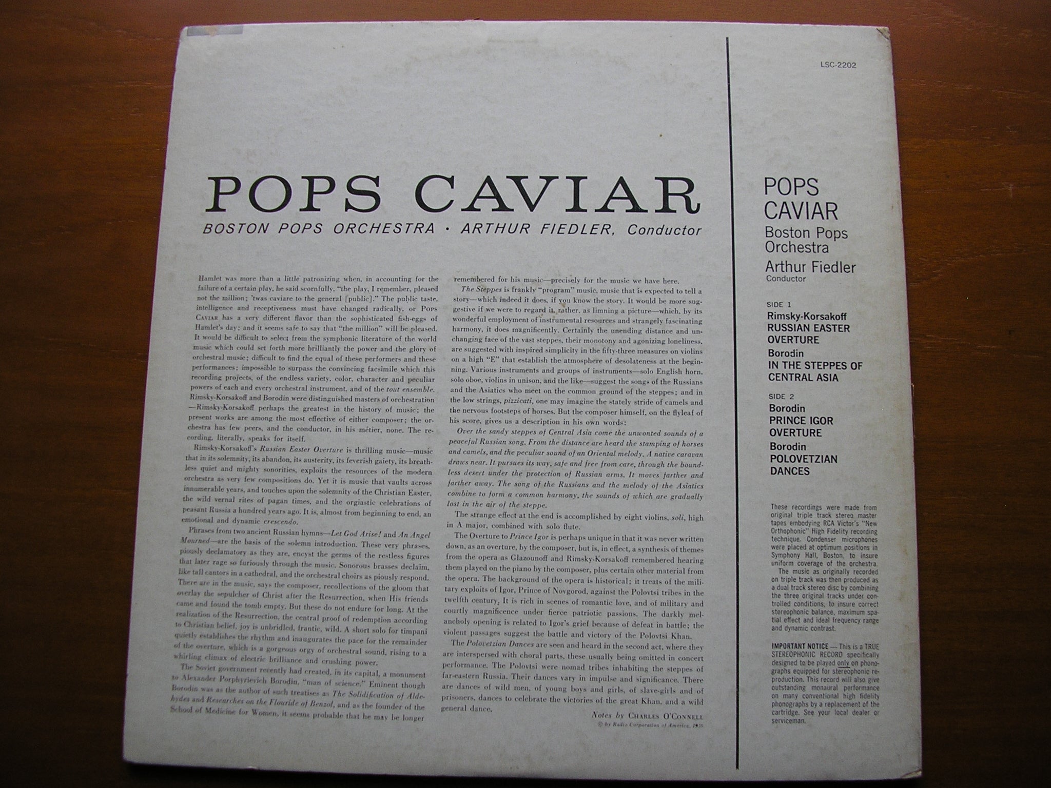 POPS CAVIAR: ORCHESTRAL MUSIC OF RIMSKY-KORSAKOV & BORODIN     FIEDLER / BOSTON POPS ORCHESTRA    LSC 2202