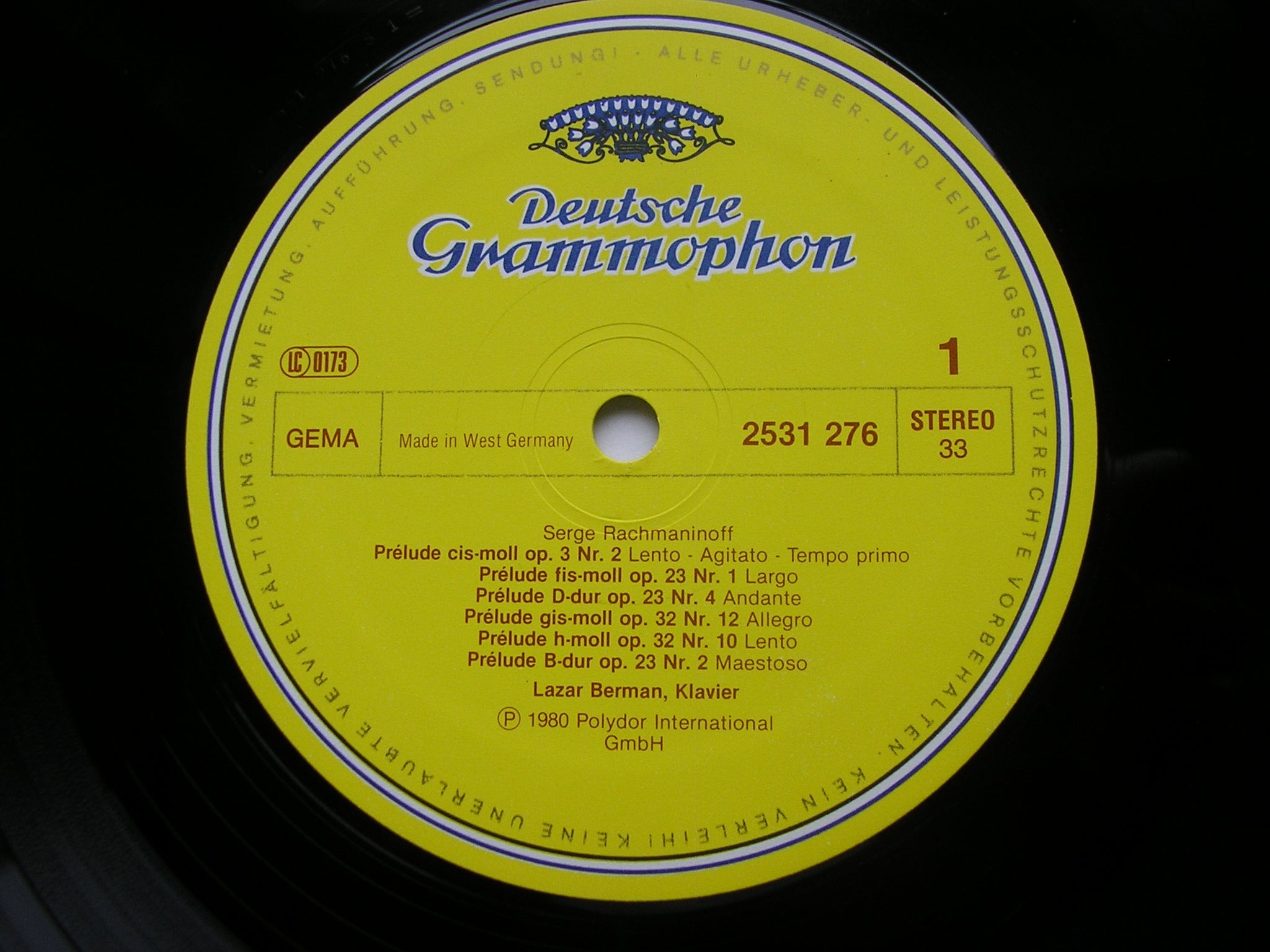 RACHMANINOV: CORELLI VARIATIONS / SIX PRELUDES     LAZAR BERMAN    2531 276