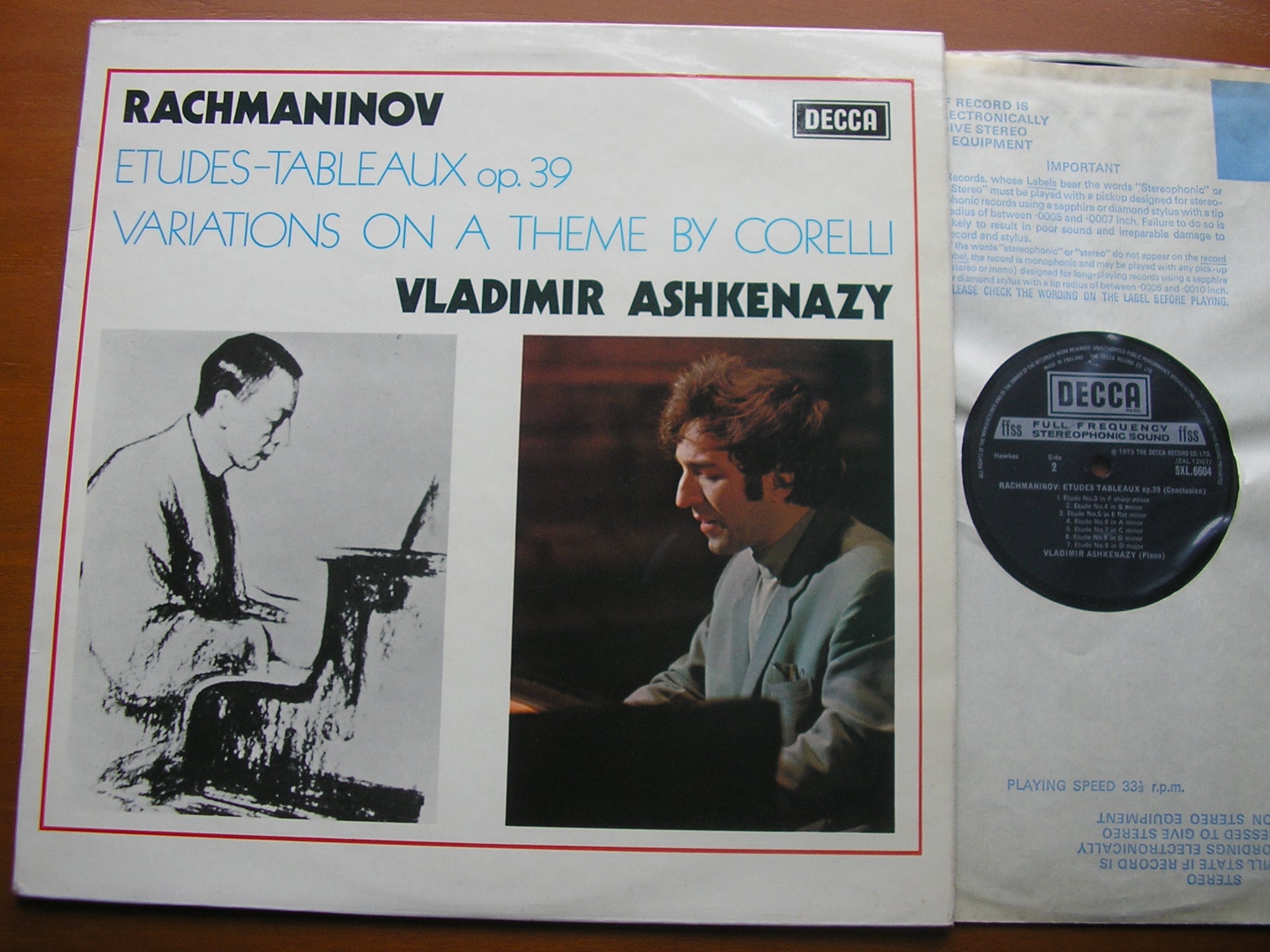 SXL 6604 RACHMANINOV: CORELLI VARIATIONS / ETUDES-TABLEAUX Op. 39 VLADIMIR ASHKENAZY
