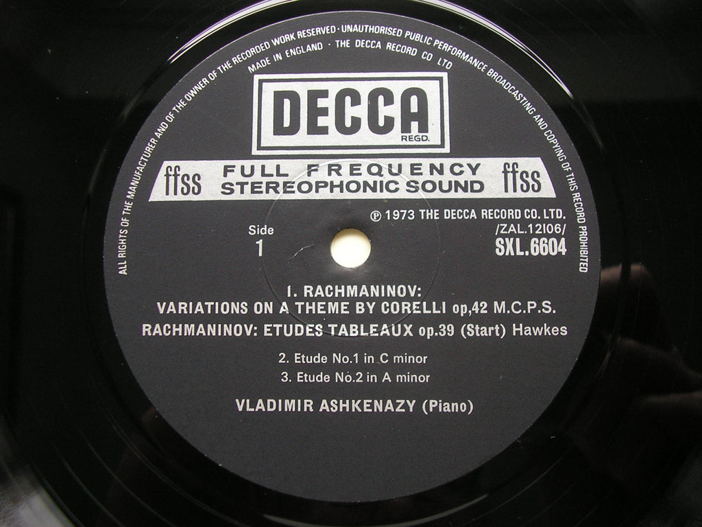 SXL 6604 RACHMANINOV: CORELLI VARIATIONS / ETUDES-TABLEAUX Op. 39 VLADIMIR ASHKENAZY