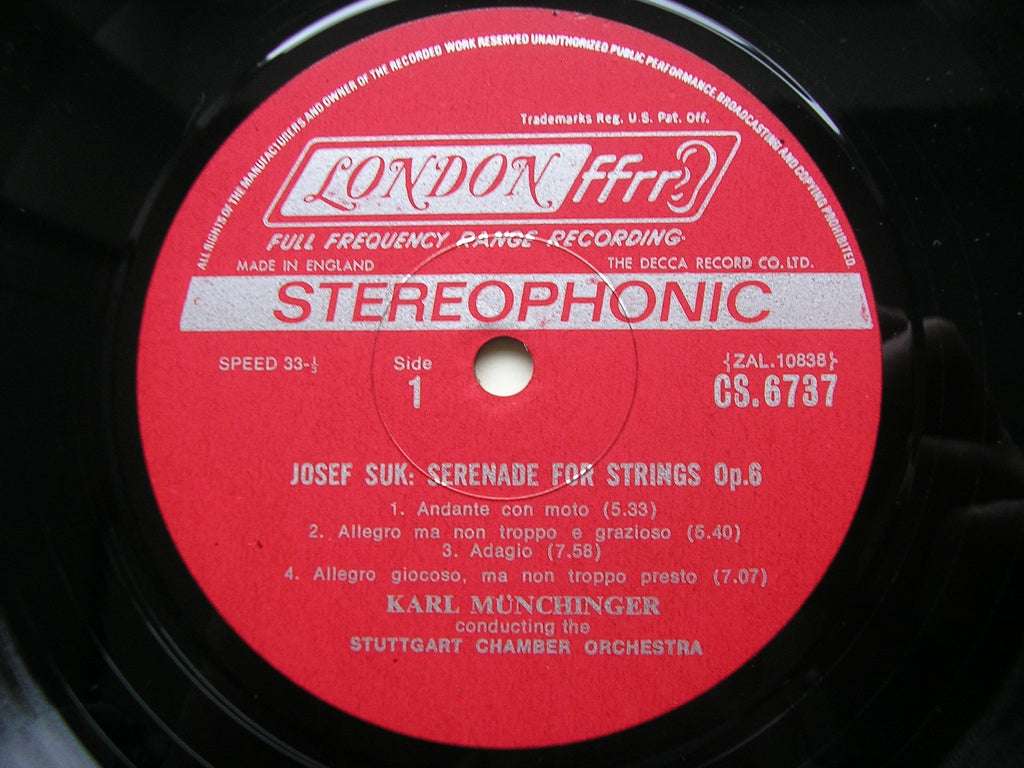 SUK: SERENADE / WOLF: ITALIAN SERENADE / STRAUSS: SEXTET from CAPRICCIO     MUNCHINGER / STUTTGART CHAMBER ORCHESTRA    CS 6737