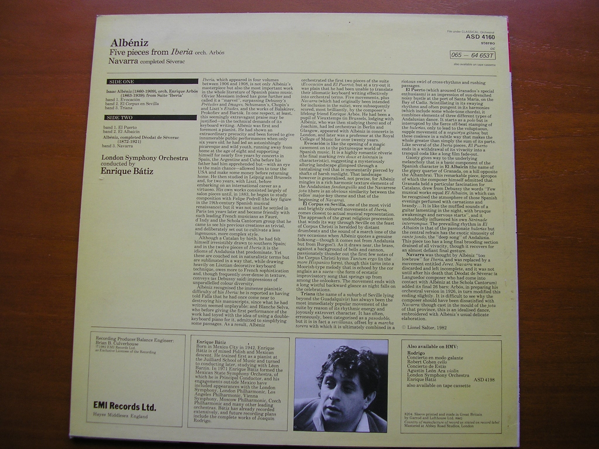 ALBENIZ: IBERIA / NAVARRA       ENRIQUE BATIZ / LONDON SYMPHONY     ASD 4160