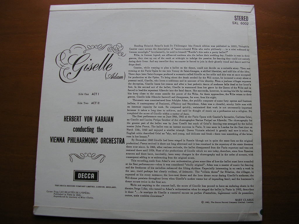 SXL 6002 ADAM: GISELLE KARAJAN / VIENNA PHILHARMONIC