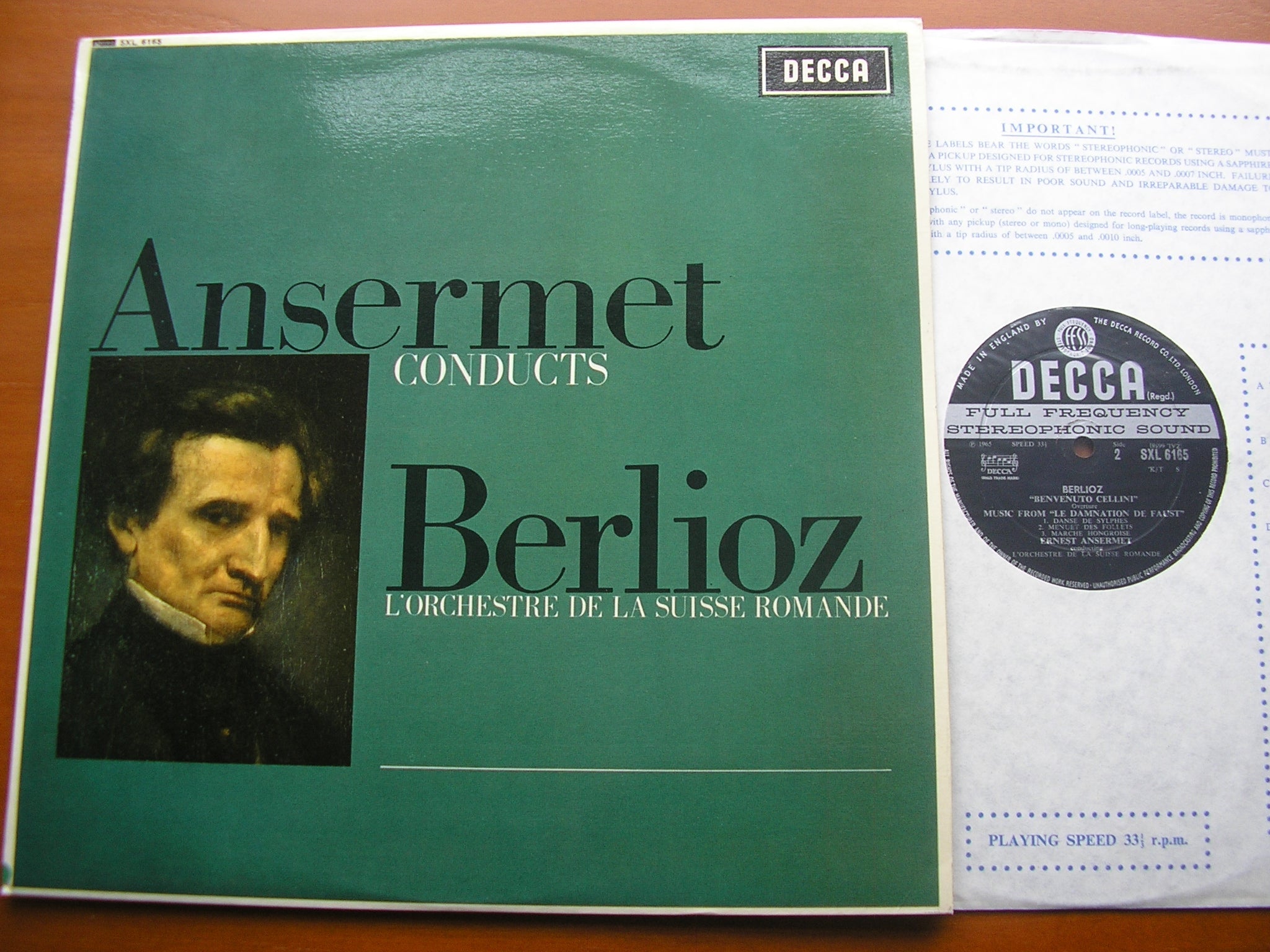 SXL 6165 ANSERMET CONDUCTS BERLIOZ: FOUR OVERTURES / LA DAMNATION DE FAUST excerpts ANSERMET / SUISSE ROMANDE
