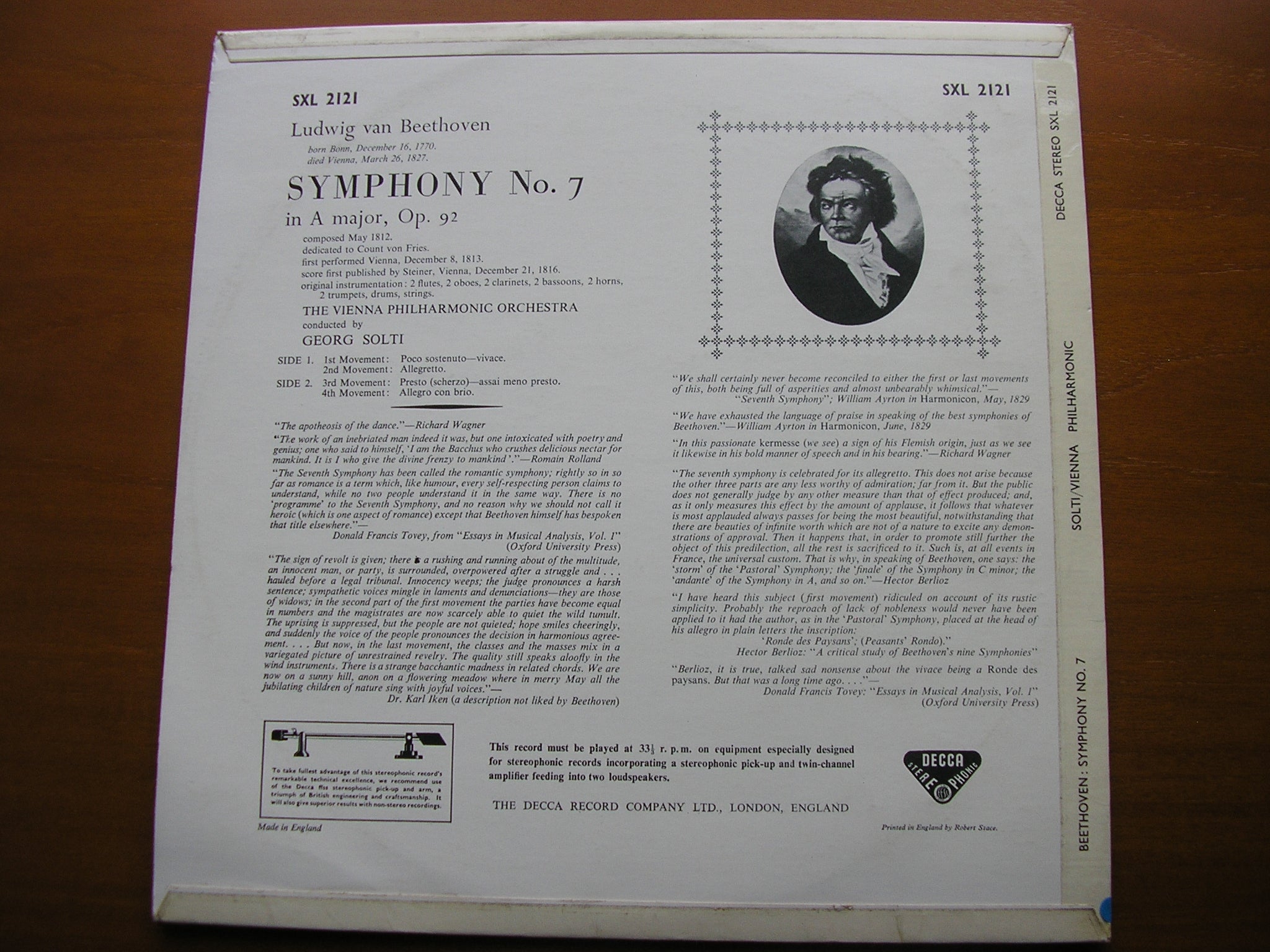 SXL 2121 BEETHOVEN: SYMPHONY No. 7 GEORG SOLTI / VIENNA PHILHARMONIC
