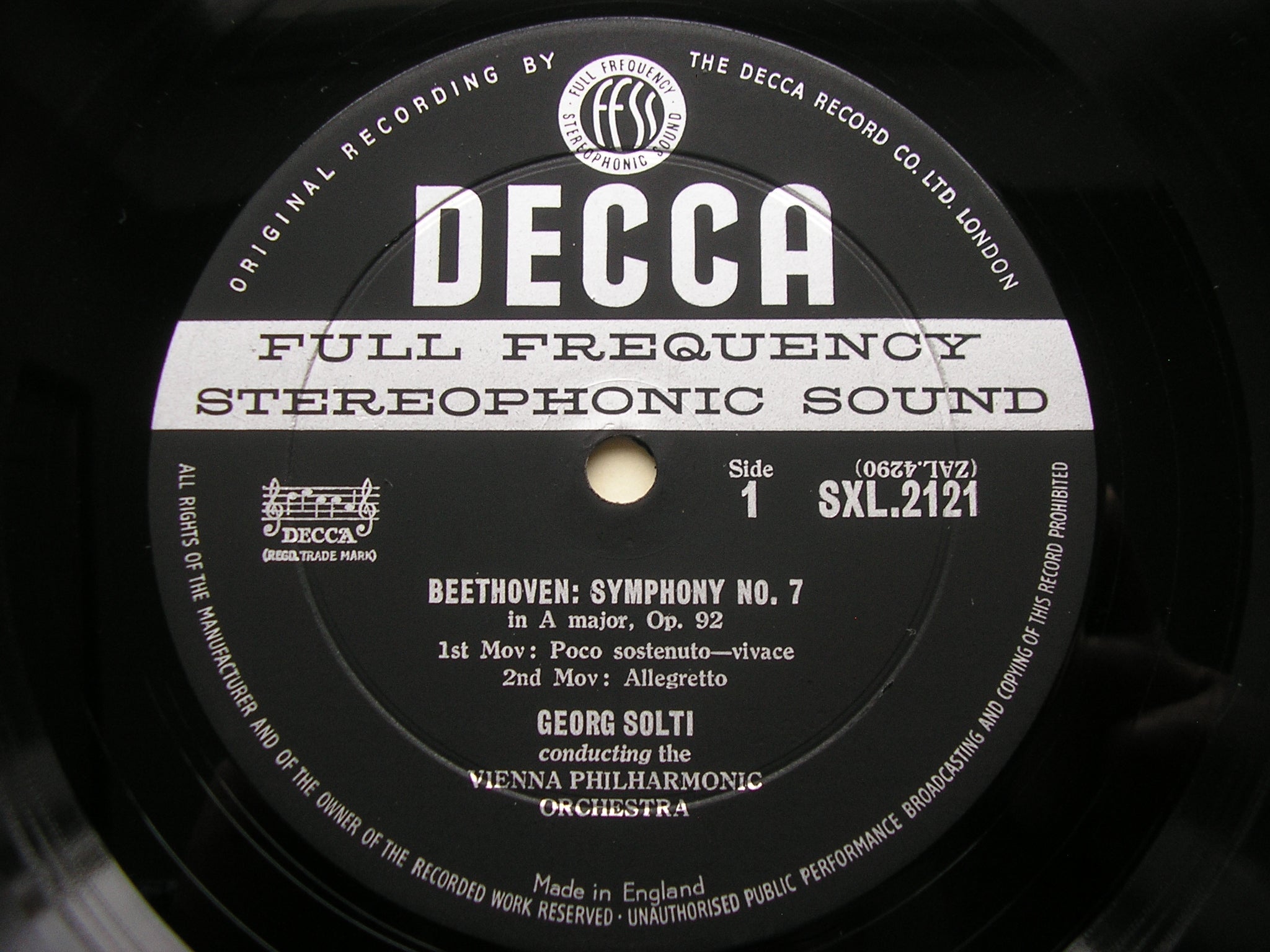 SXL 2121 BEETHOVEN: SYMPHONY No. 7 GEORG SOLTI / VIENNA PHILHARMONIC