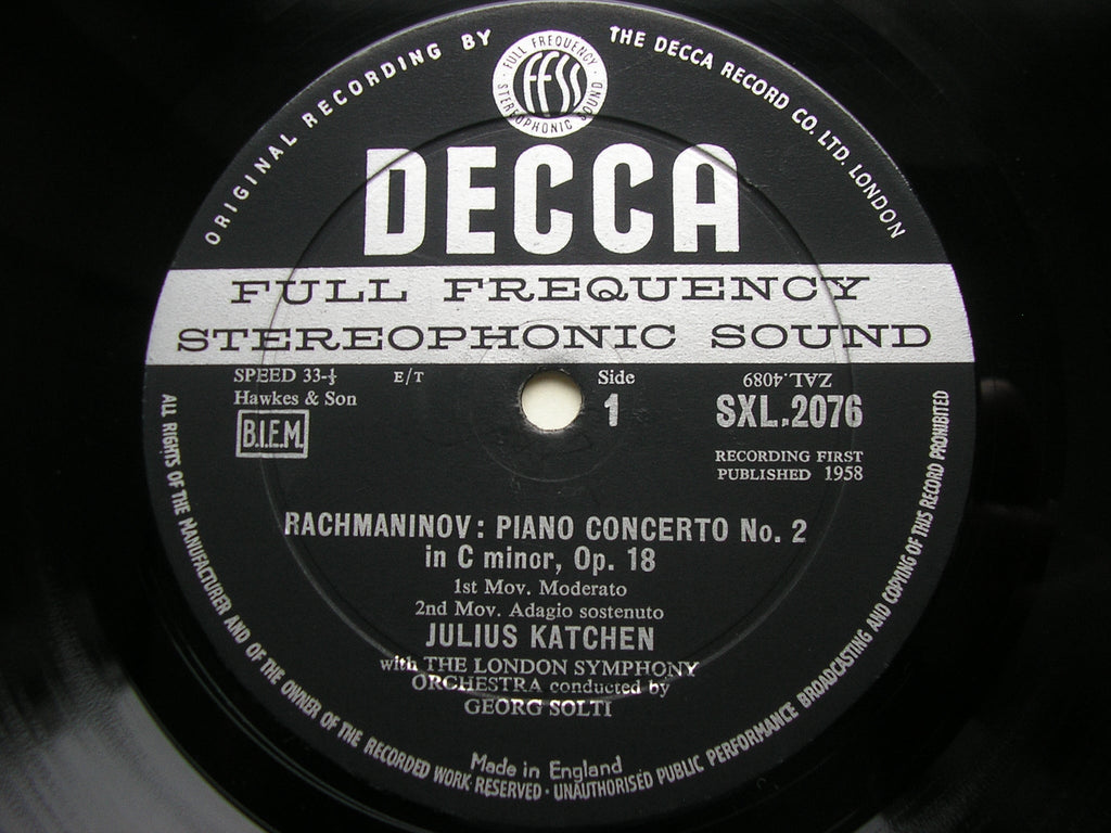 SXL 2076 RACHMANINOV: PIANO CONCERTO No. 2 / BALAKIREV: ISLAMEY KATCHEN / LONDON SYMPHONY / SOLTI