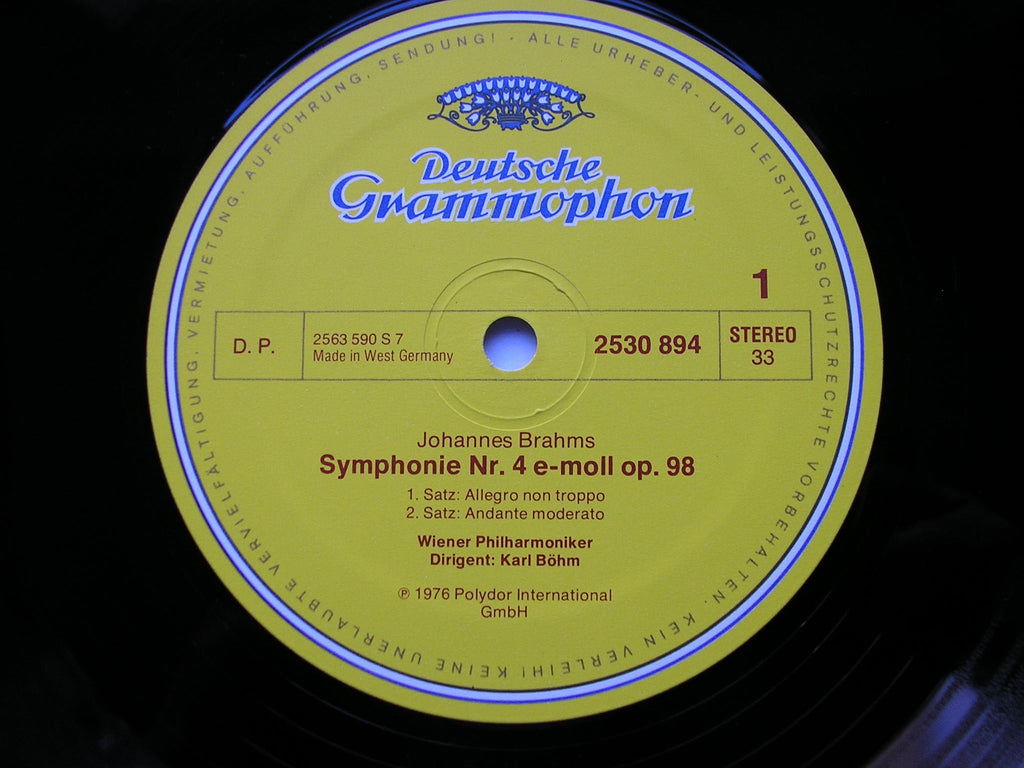 BRAHMS: THE FOUR SYMPHONIES / ALTO RHAPSODY / TRAGIC OVERTURE / HAYDN VARIATIONS    BOHM / VIENNA PHILHARMONIC ORCHESTRA   4 LP