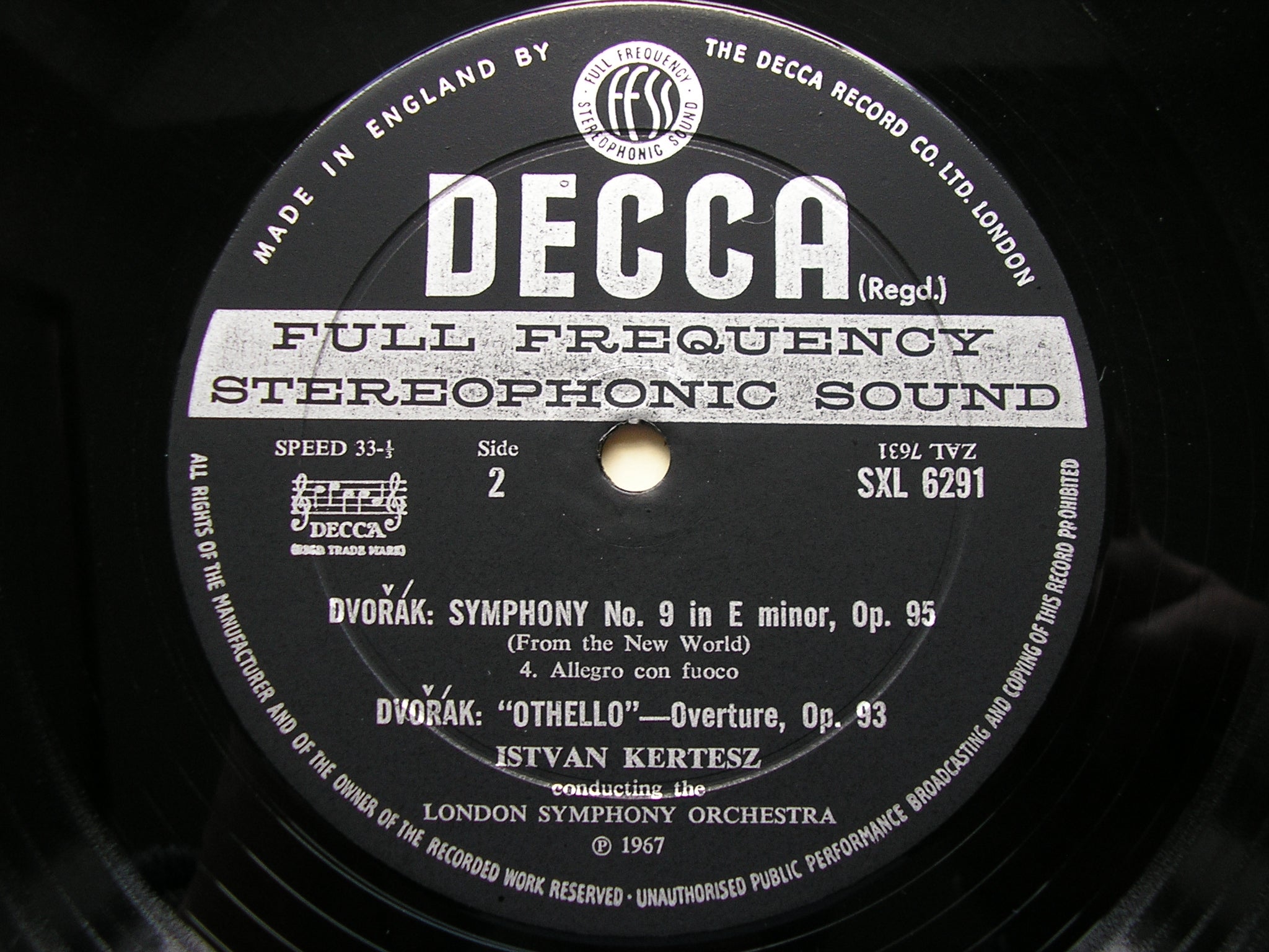 SXL 6291 DVORAK: SYMPHONY No. 9 / OVERTURE Othello ISTVAN KERTESZ / LONDON SYMPHONY