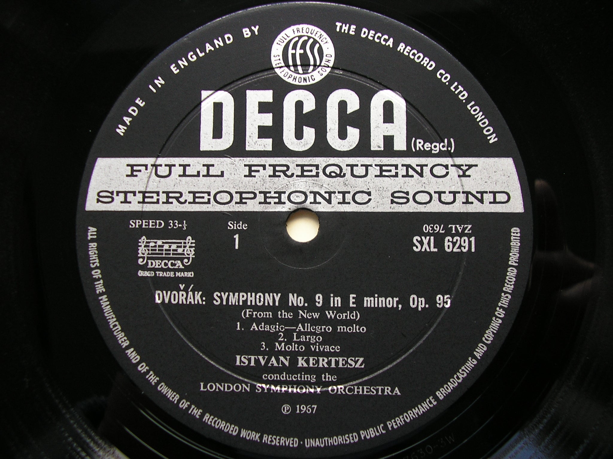 SXL 6291 DVORAK: SYMPHONY No. 9 / OVERTURE Othello ISTVAN KERTESZ / LONDON SYMPHONY