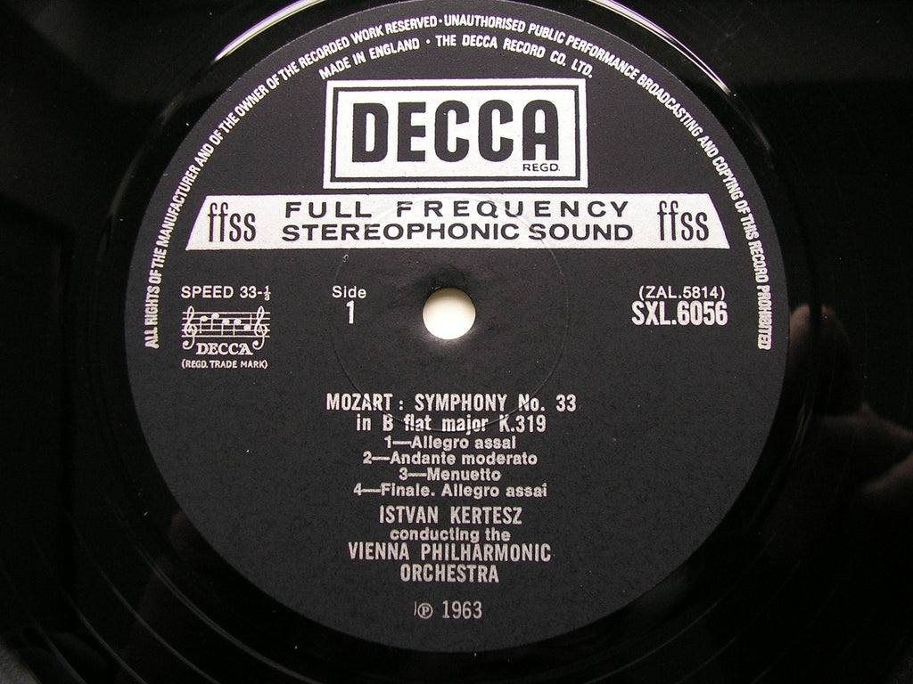 SXL 6056 MOZART: SYMPHONIES Nos. 33 & 39 KERTESZ / VIENNA PHILHARMONIC ORCHESTRA