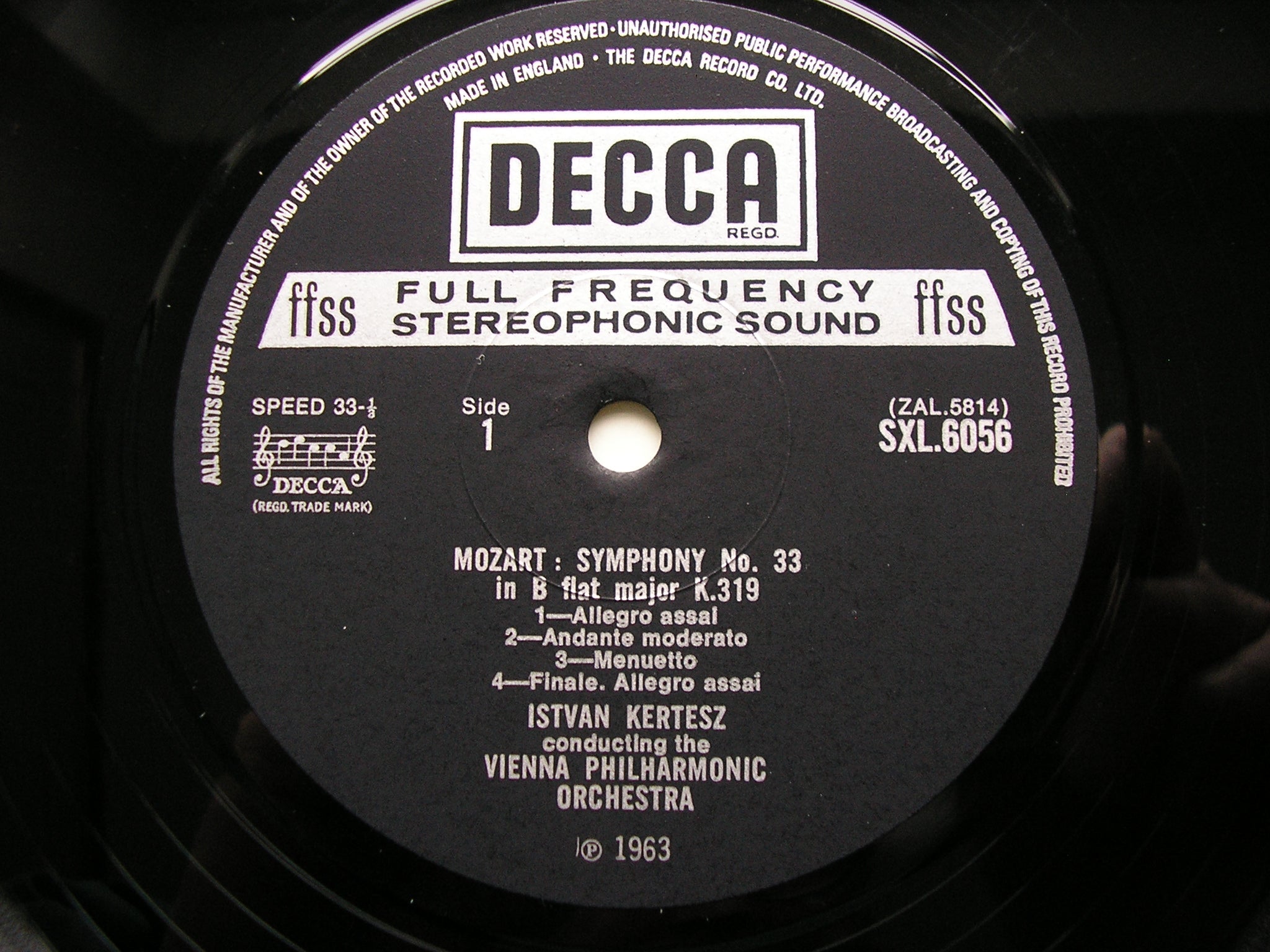 SXL 6056 MOZART: SYMPHONIES Nos. 33 & 39 KERTESZ / VIENNA PHILHARMONIC ORCHESTRA