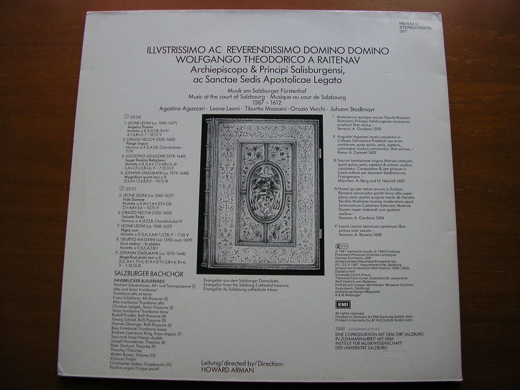MUSIC AT THE SALZBURG COURT: LEONI / VECCHI / AGAZZARI / STADLMAYR     HOWARD ARMAN   HM842 D