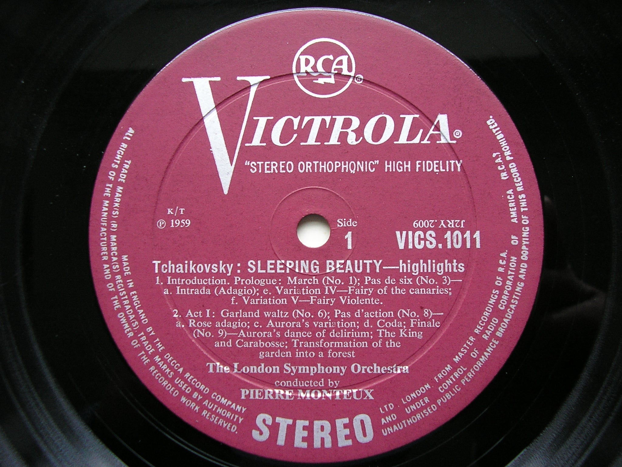 TCHAIKOVSKY: SLEEPING BEAUTY Highlights     MONTEUX / LONDON SYMPHONY    VICS 1011