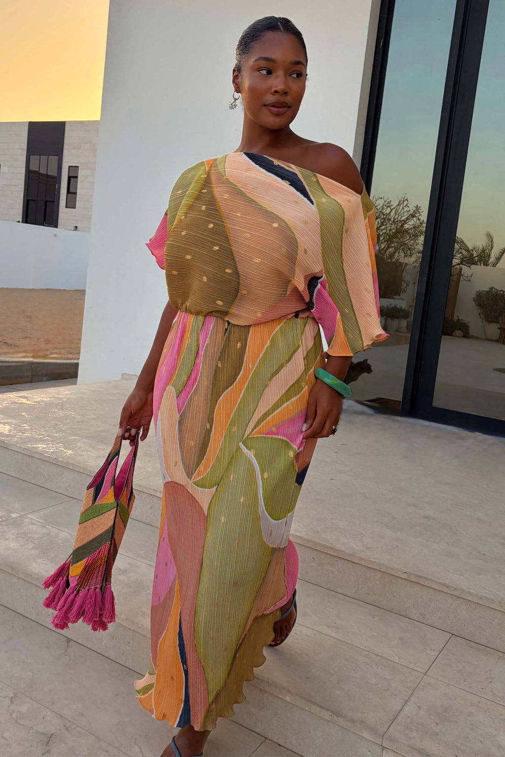 Green Abstract Tilly Dress