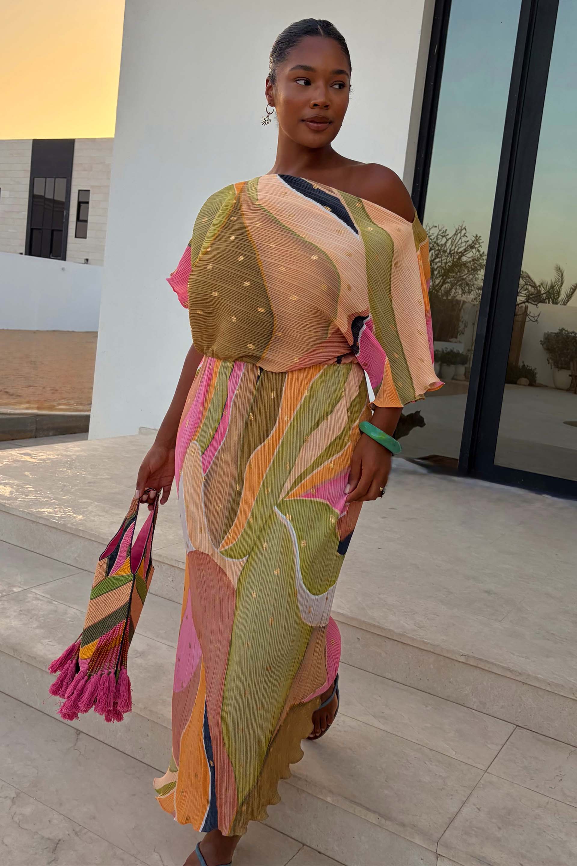 Green Abstract Tilly Dress