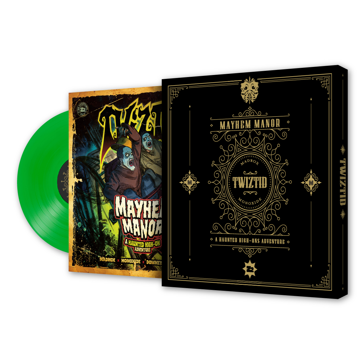 TWIZTID 'HAUNTED HIGH-ONS' LP + TWIZTID: MAYHEM MANOR - GRAPHIC NOVEL - GREEN