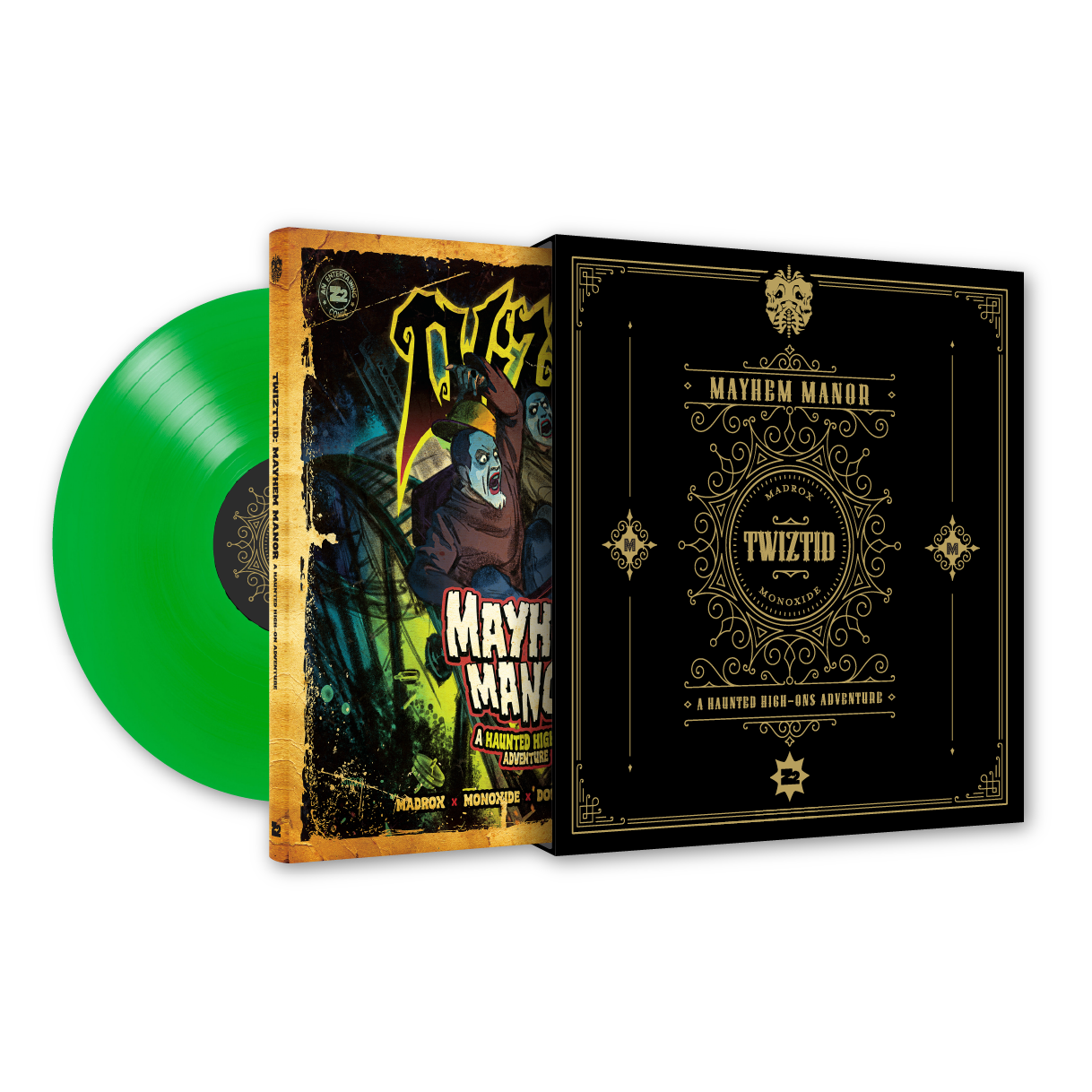 TWIZTID 'HAUNTED HIGH-ONS' LP + TWIZTID: MAYHEM MANOR - GRAPHIC NOVEL - GREEN