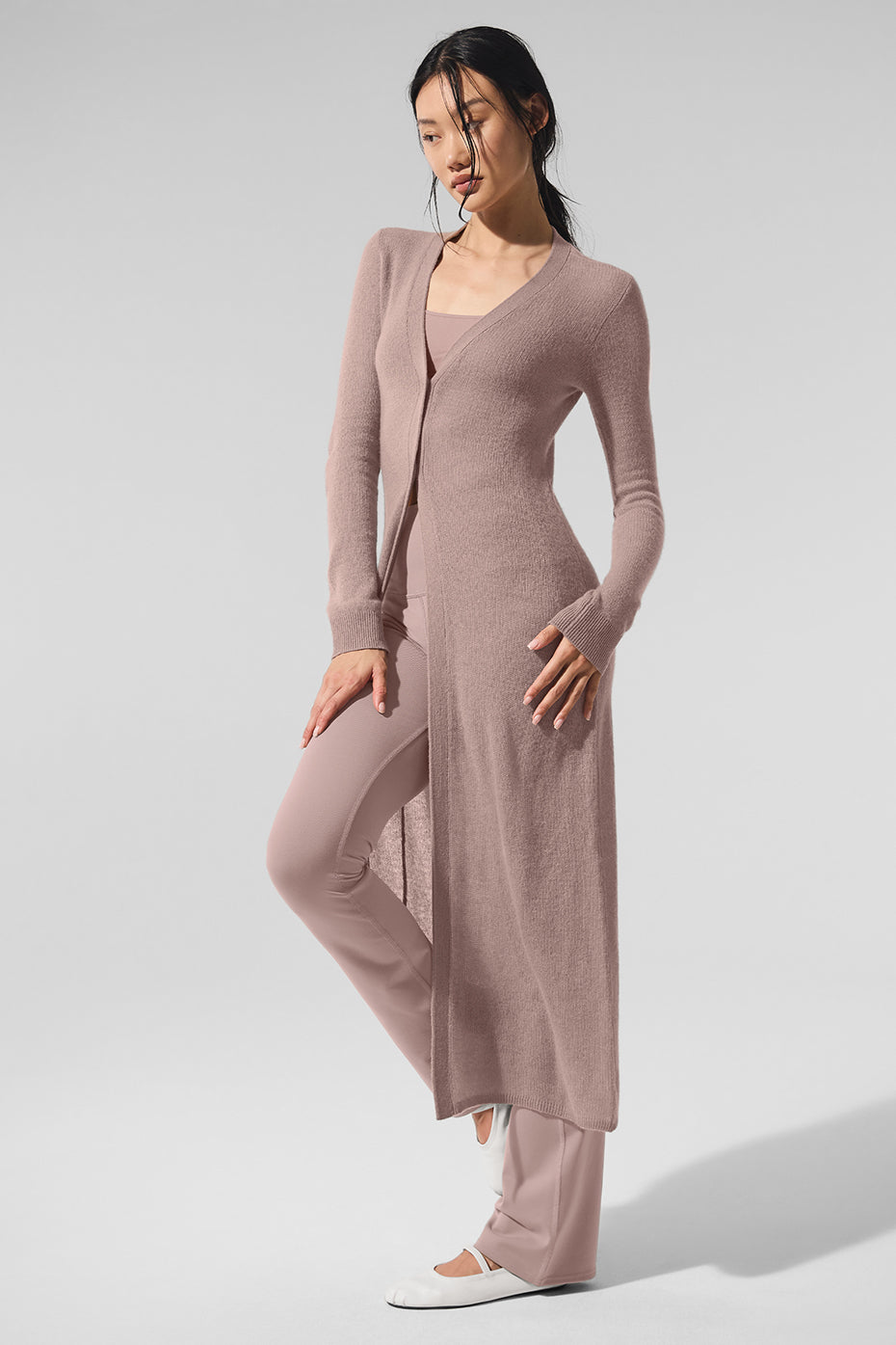 Sheer Cashmere Long Cardigan - Taupe