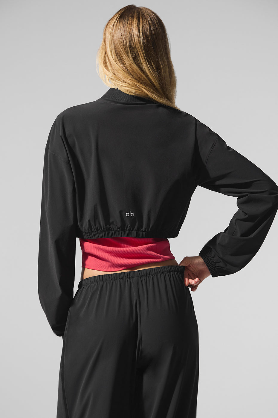 Cropped AloBreezy Full-Zip Cover Up - Black