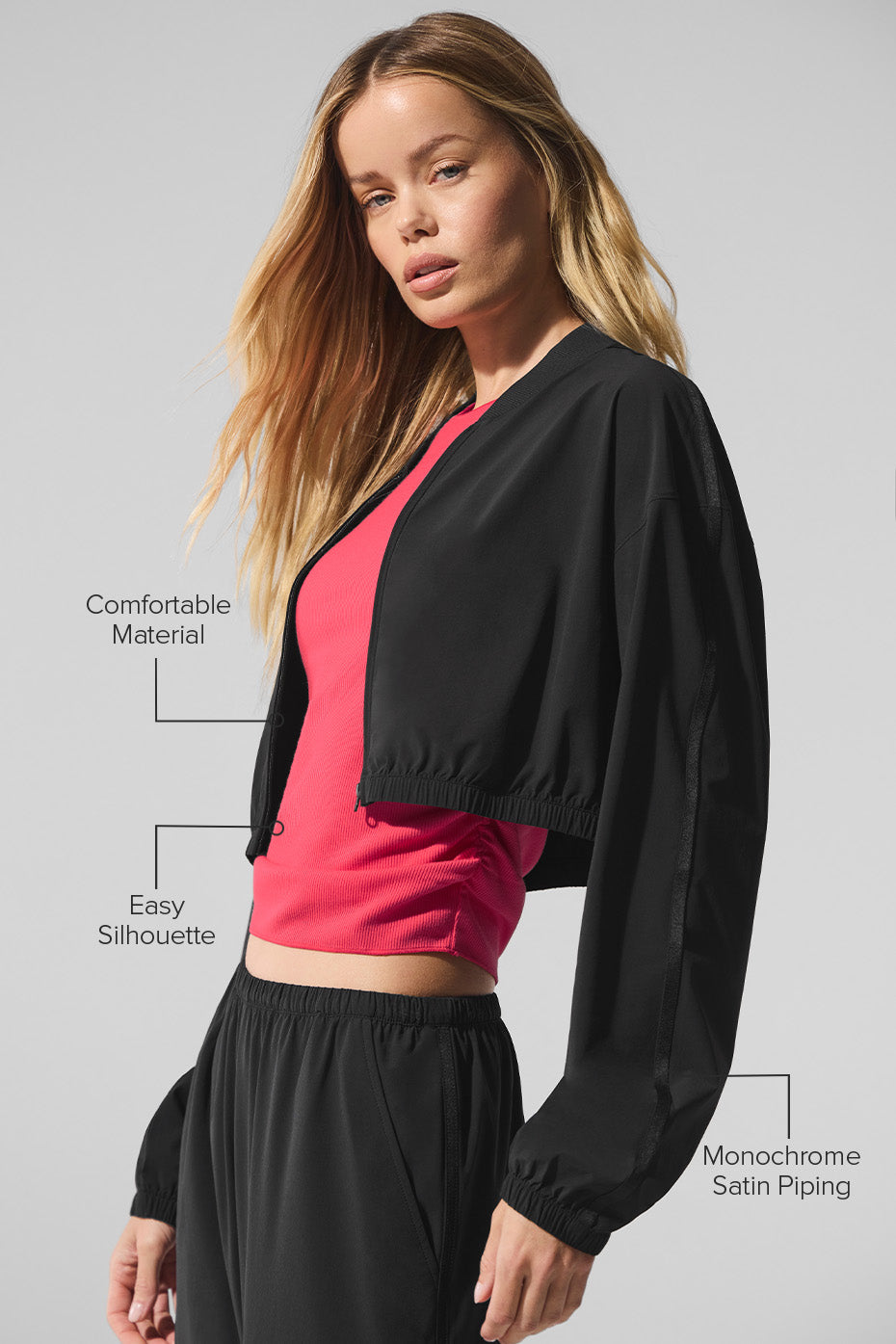 Cropped AloBreezy Full-Zip Cover Up - Black
